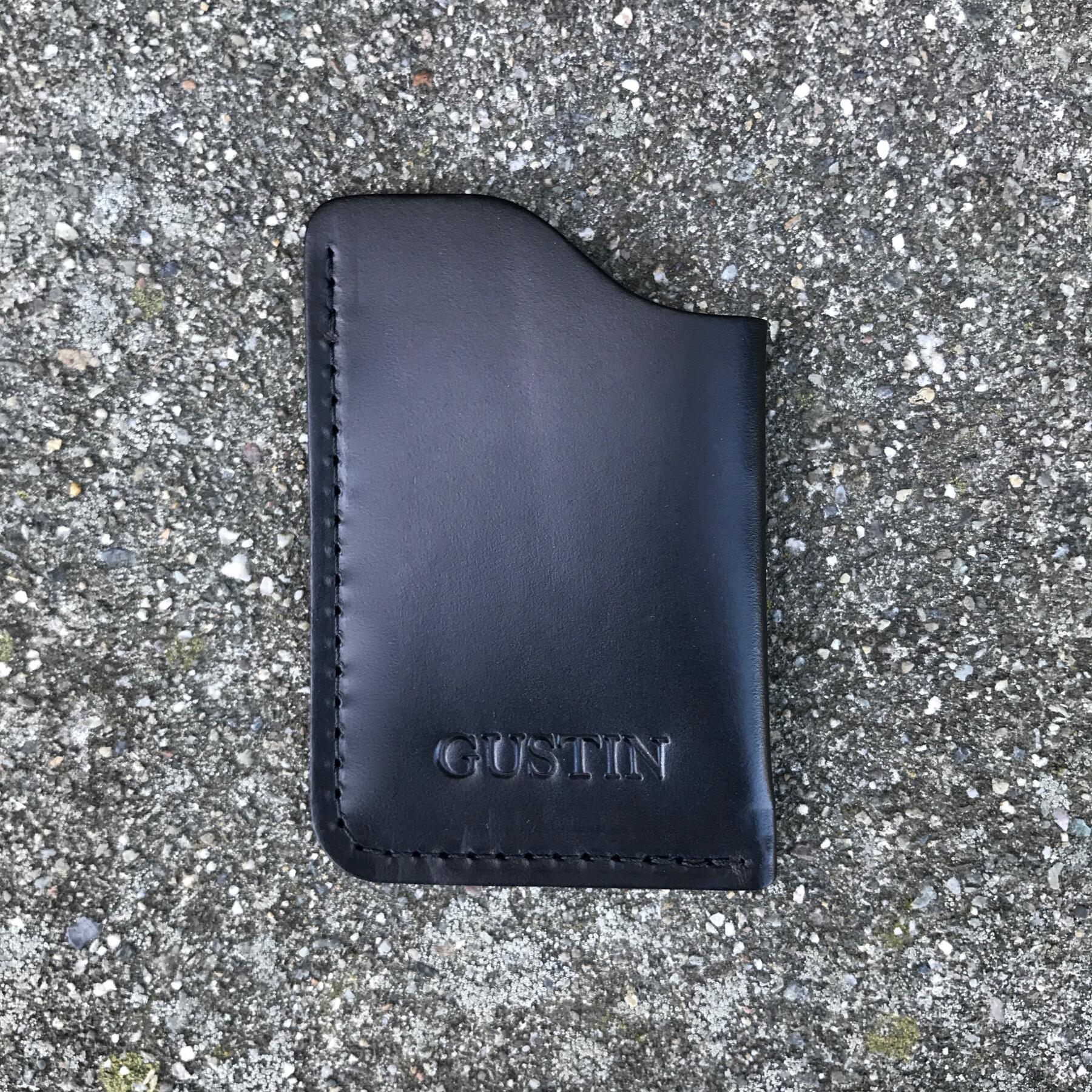 gustin corner wallet - horween black chromexcel