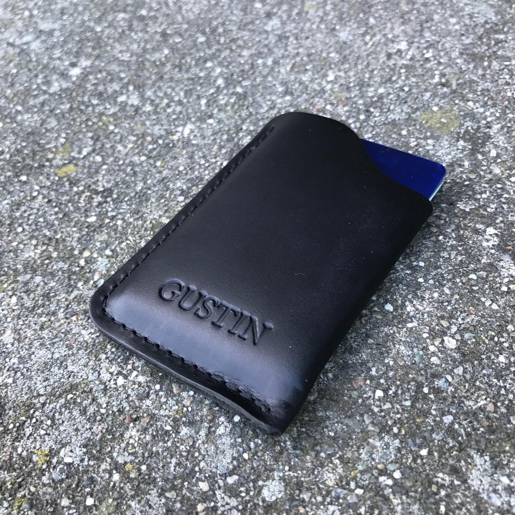 gustin corner wallet - horween black chromexcel