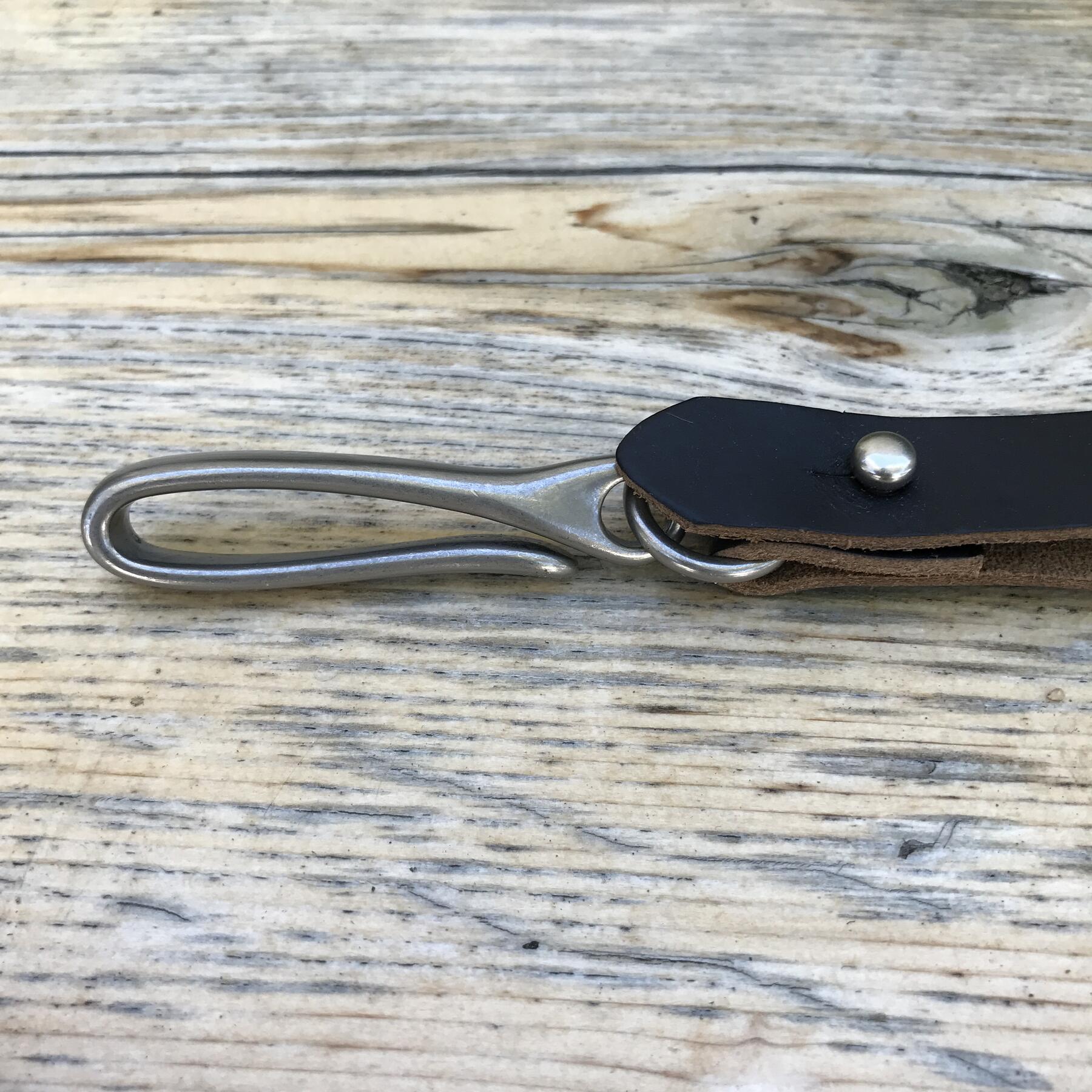 gustin fish hook keychain - horween black chromexcel