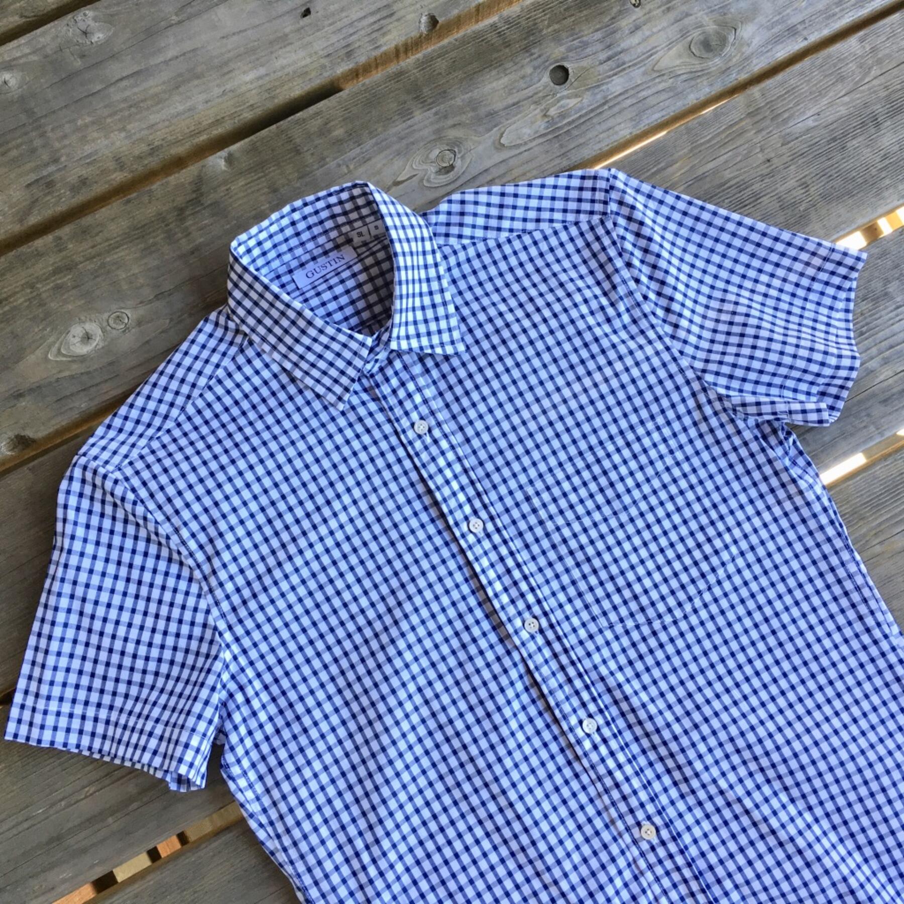 gustin #524 short sleeve navy window pane