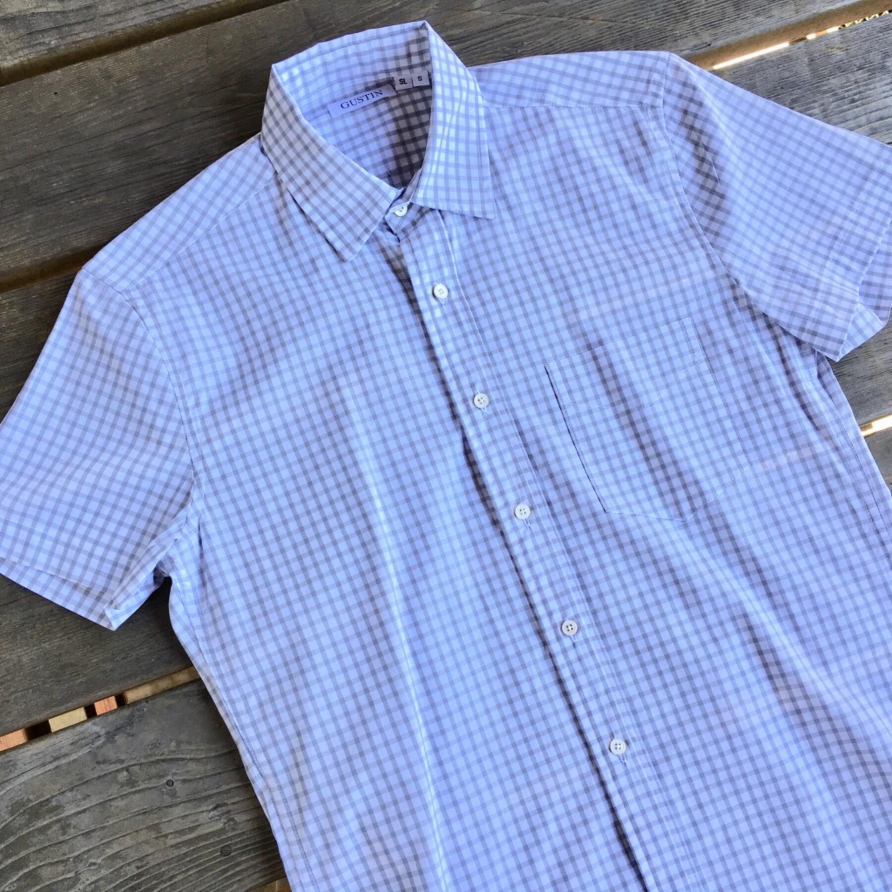 gustin #525 short sleeve grey window pane