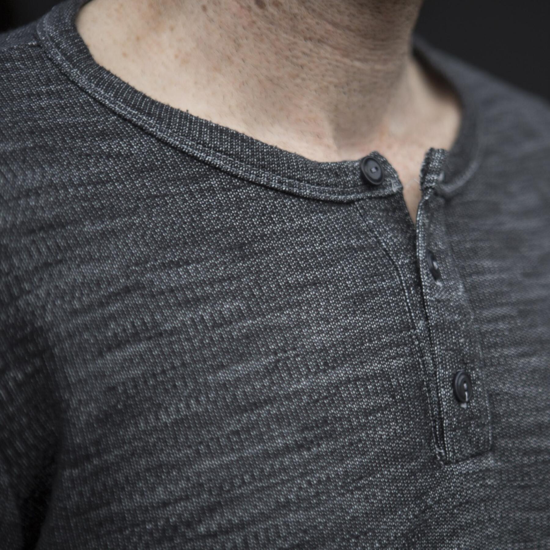 gustin charcoal heather french terry henley