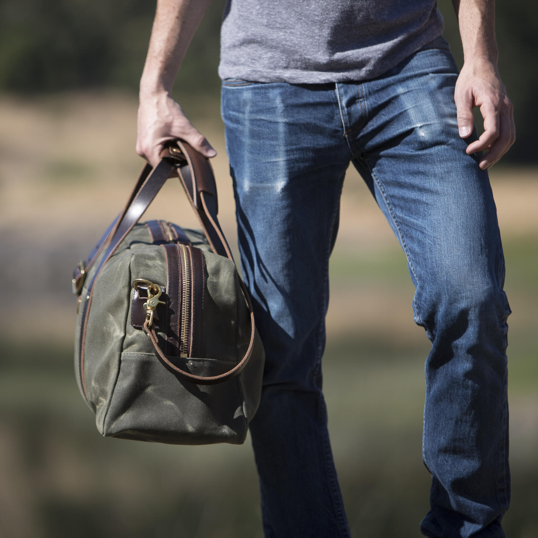 gustin classic duffel - waxed olive