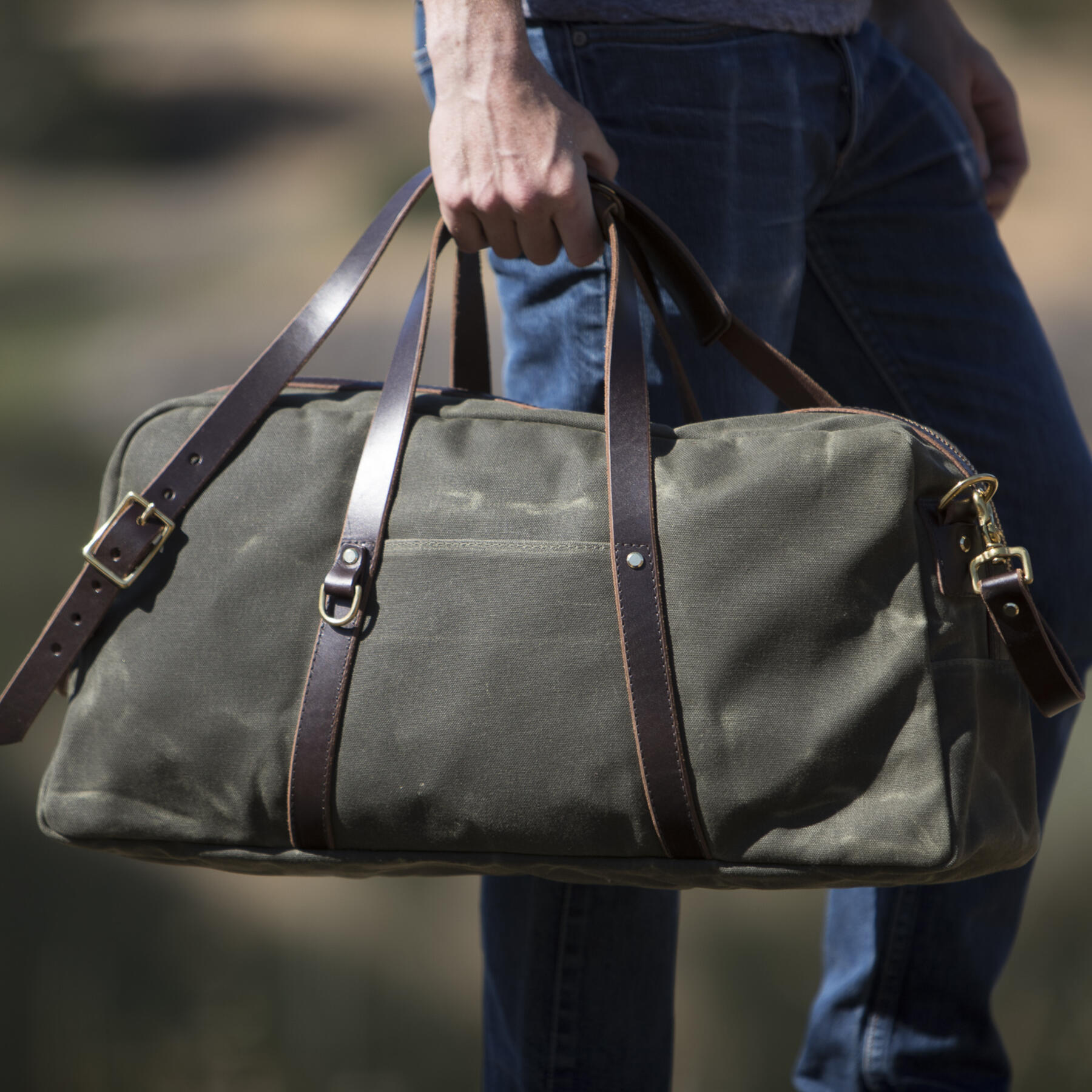 gustin classic duffel - waxed olive