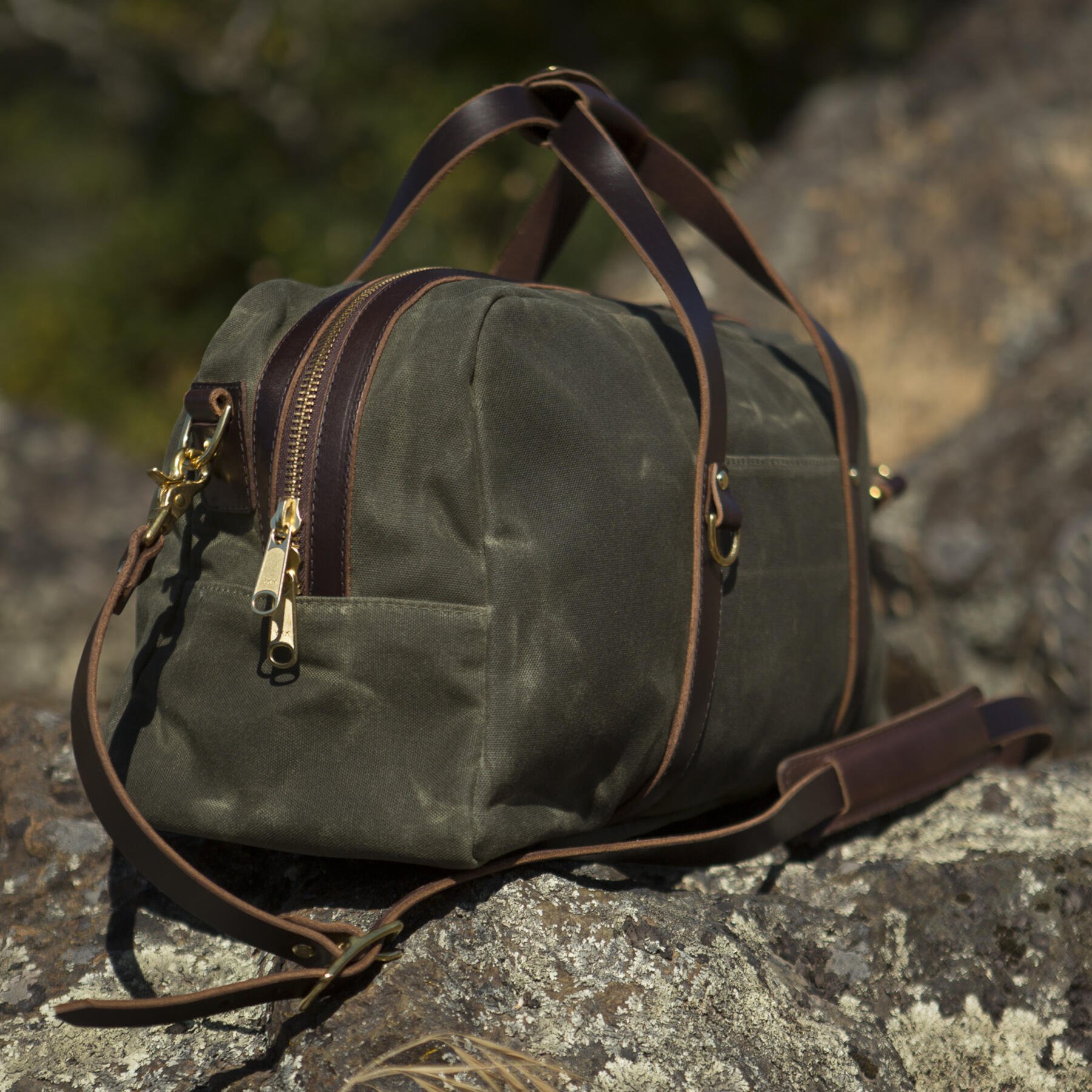 gustin classic duffel - waxed olive