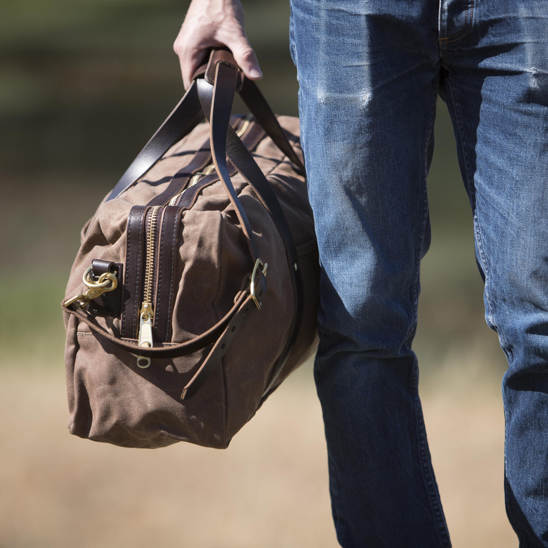 gustin classic duffel - waxed brown