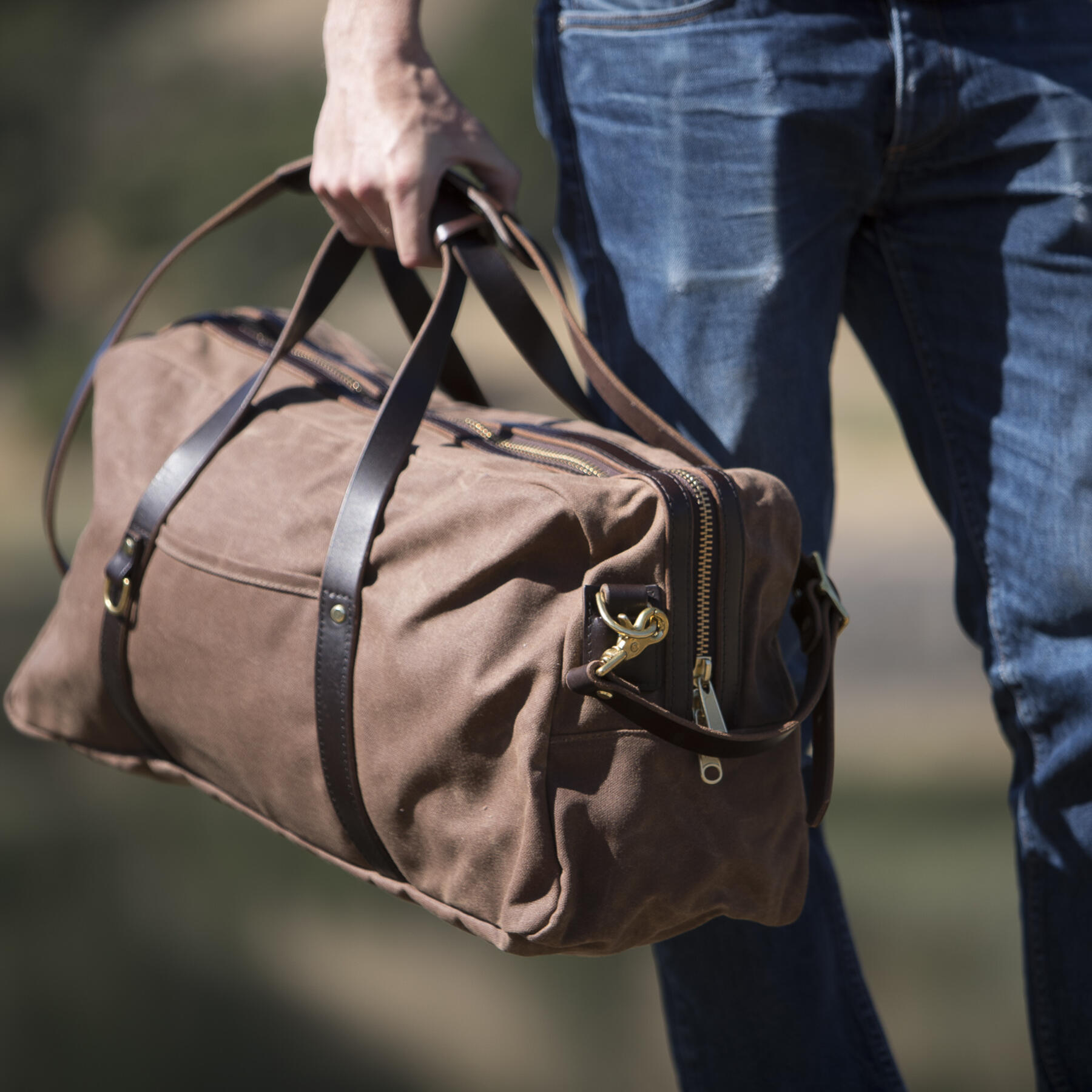 gustin classic duffel - waxed brown