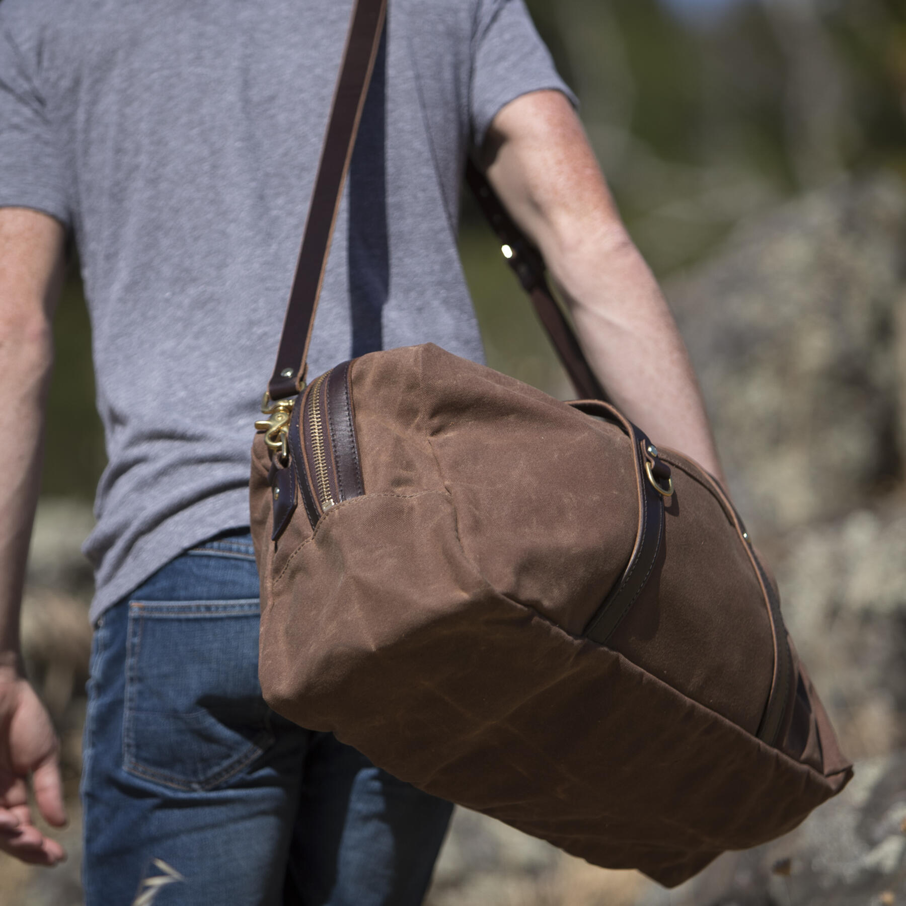 gustin classic duffel - waxed brown