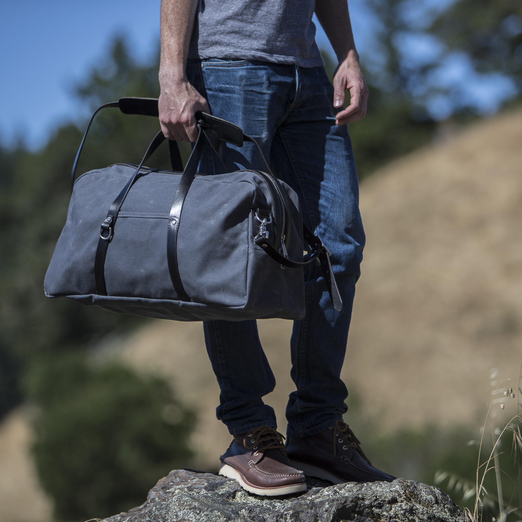 gustin classic duffel - waxed charcoal