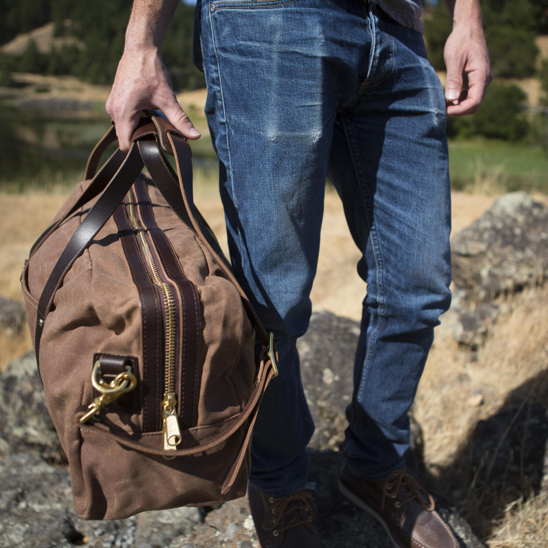 gustin classic duffel - waxed brown