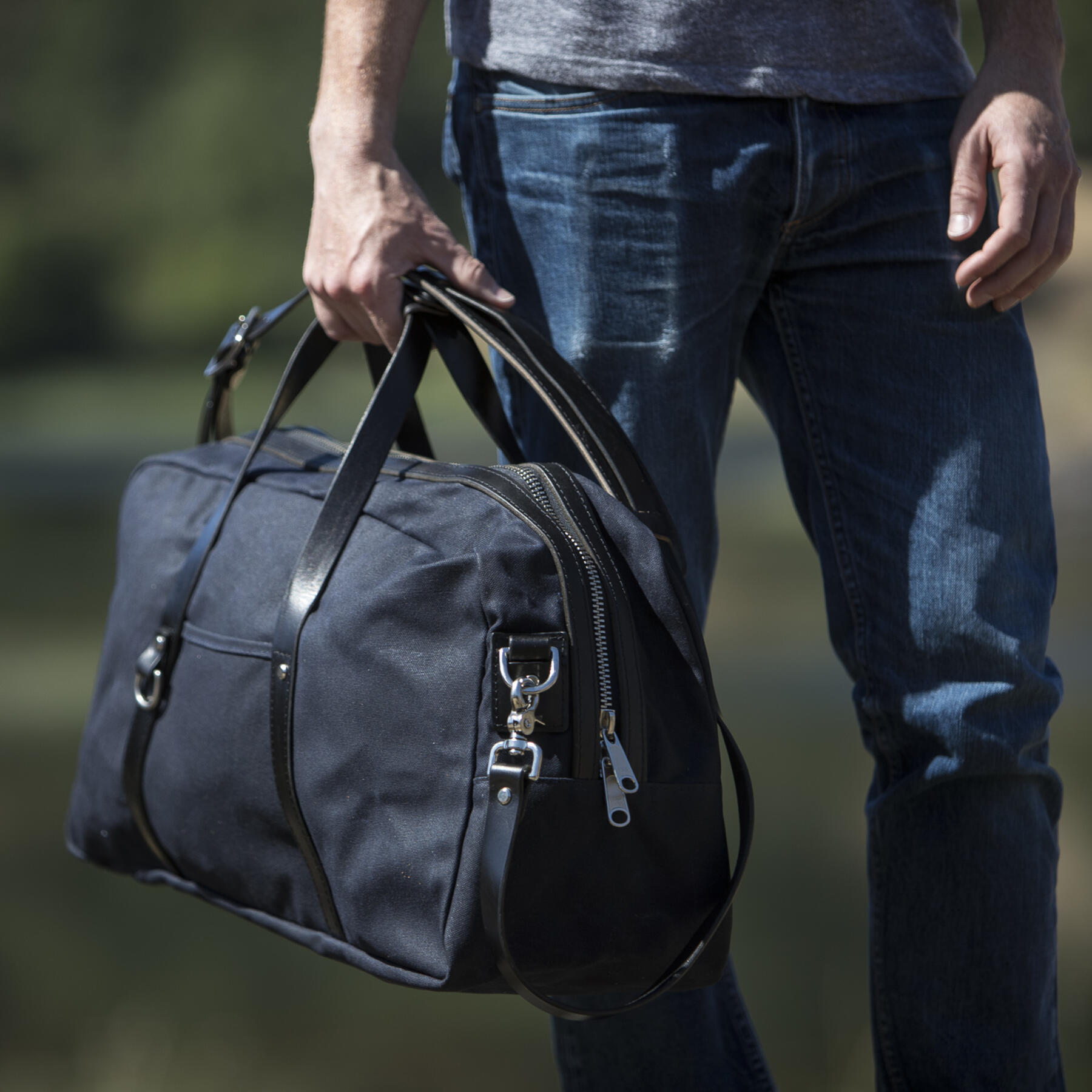 gustin classic duffel - waxed navy