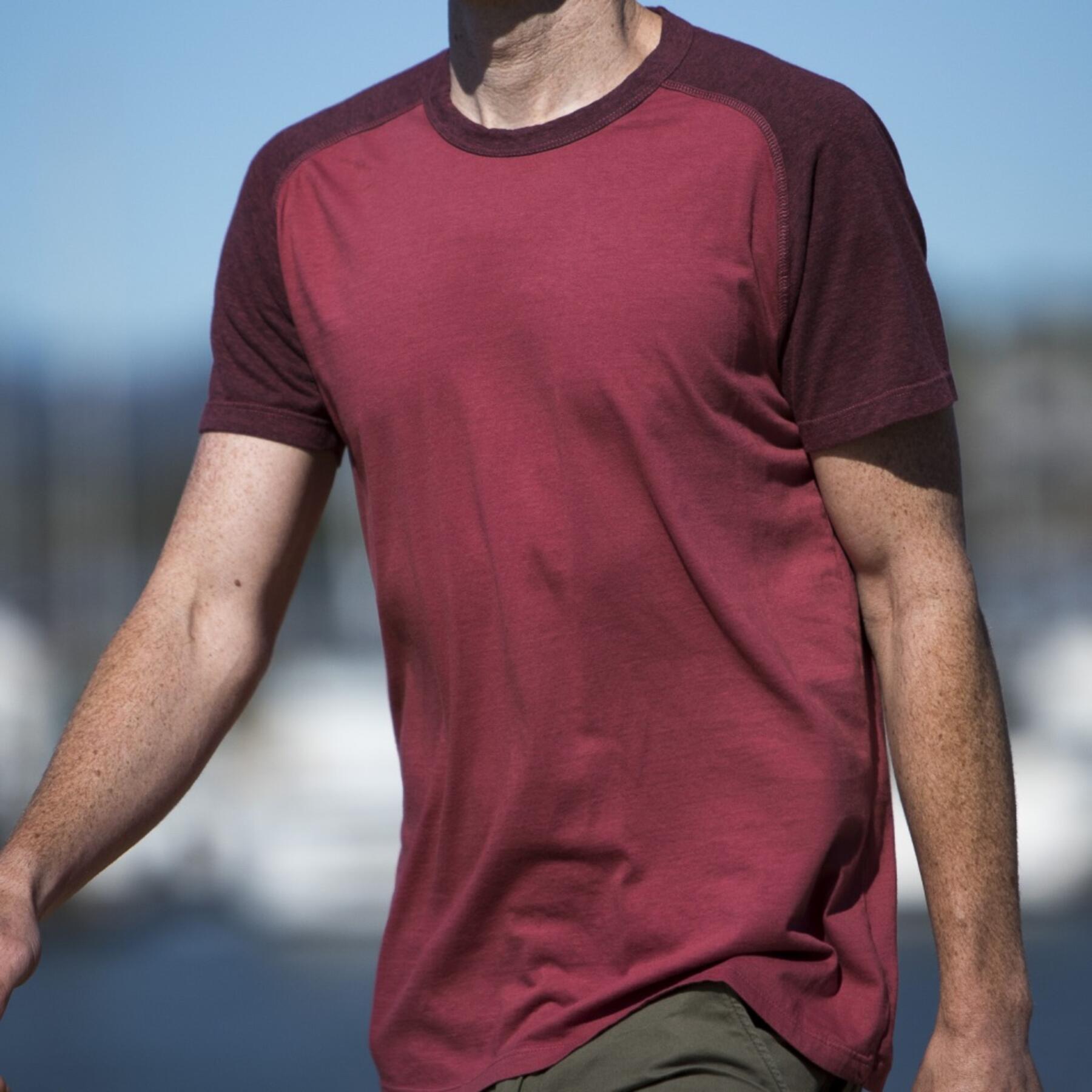 gustin red raglan t-shirt