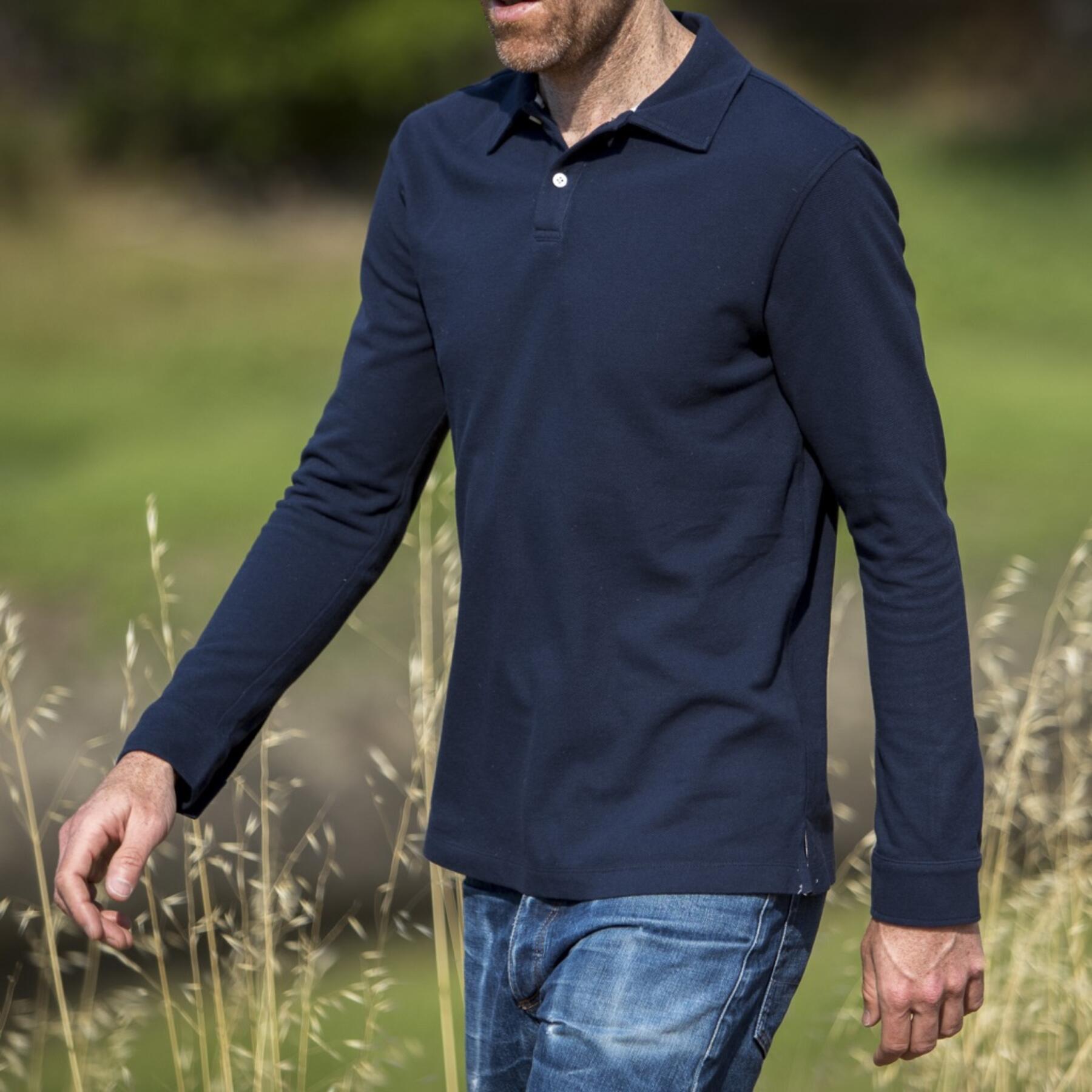 gustin japan long sleeve pique polo navy