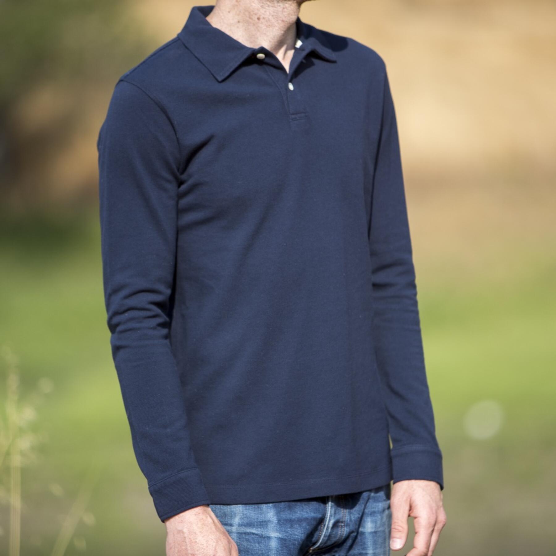 gustin japan long sleeve pique polo navy