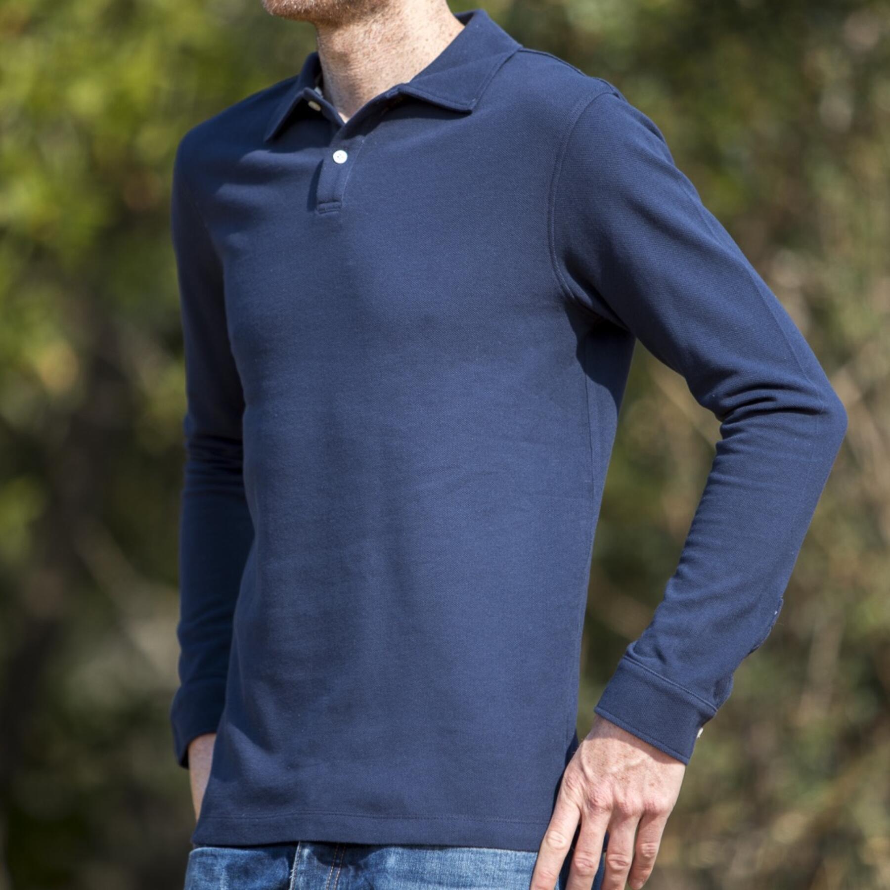 gustin japan long sleeve pique polo navy