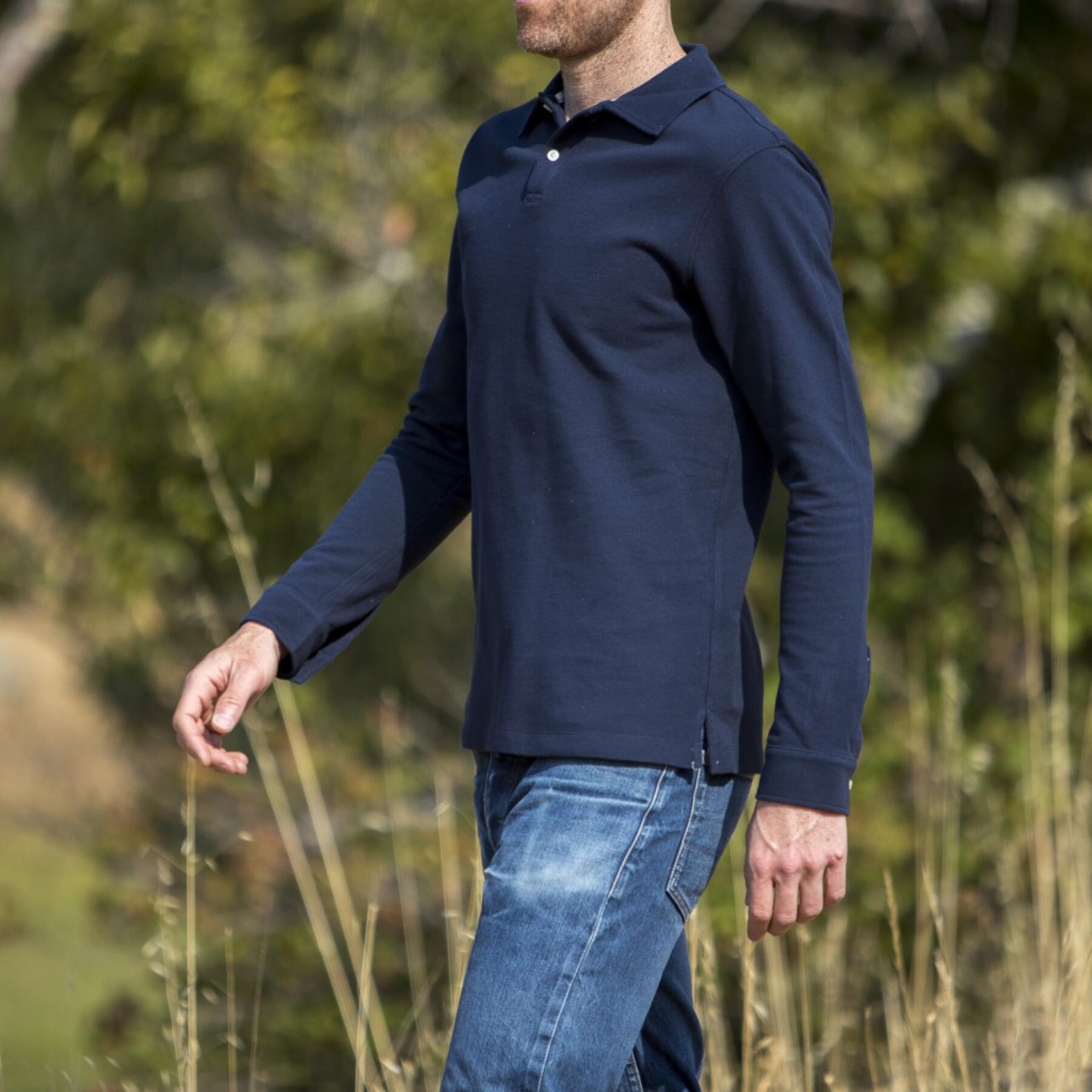 gustin japan long sleeve pique polo navy