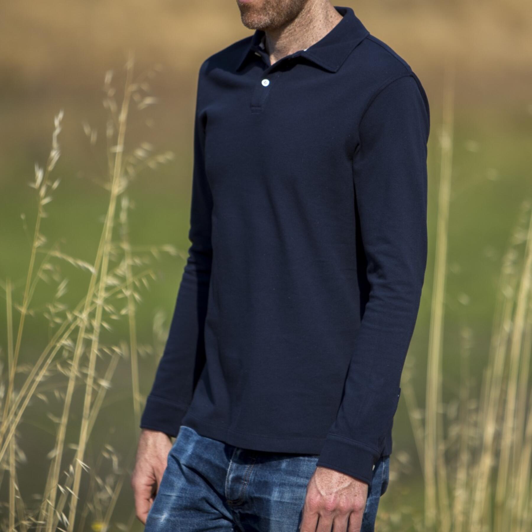 gustin japan long sleeve pique polo navy