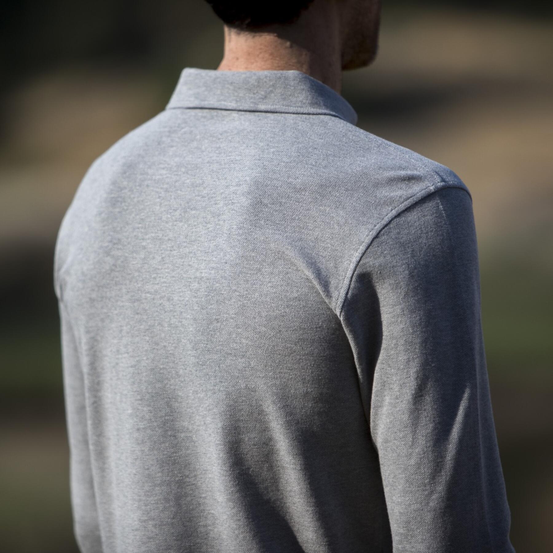 gustin japan long sleeve pique polo heather grey