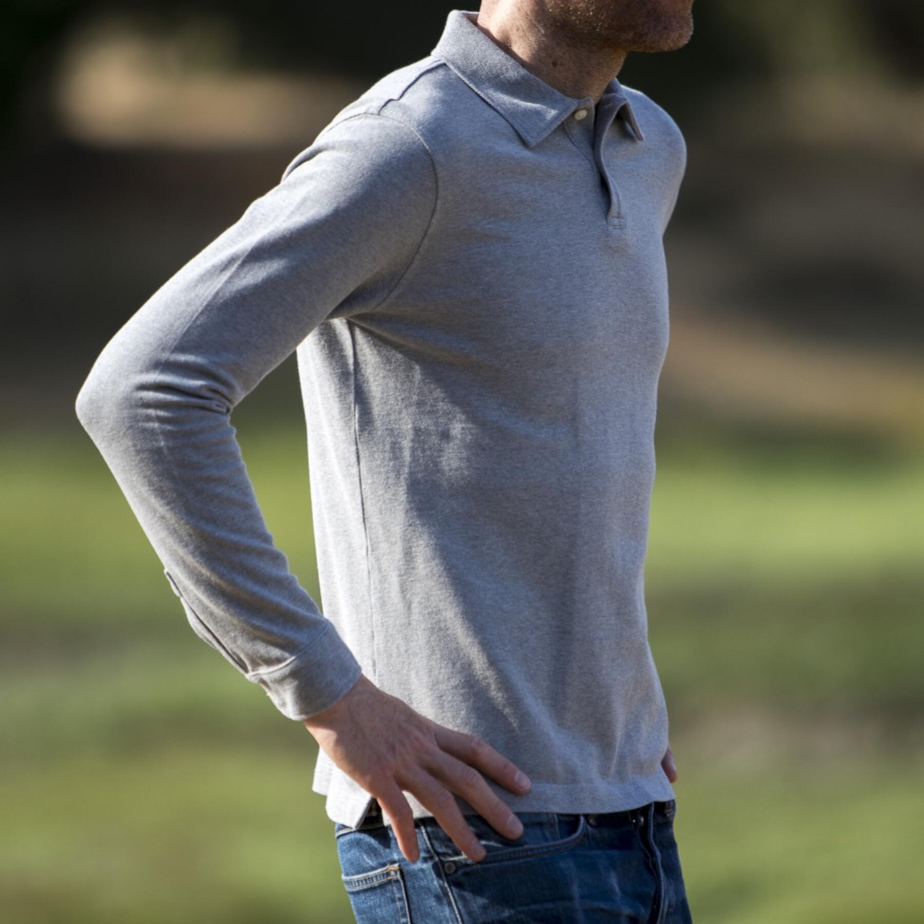 gustin japan long sleeve pique polo heather grey