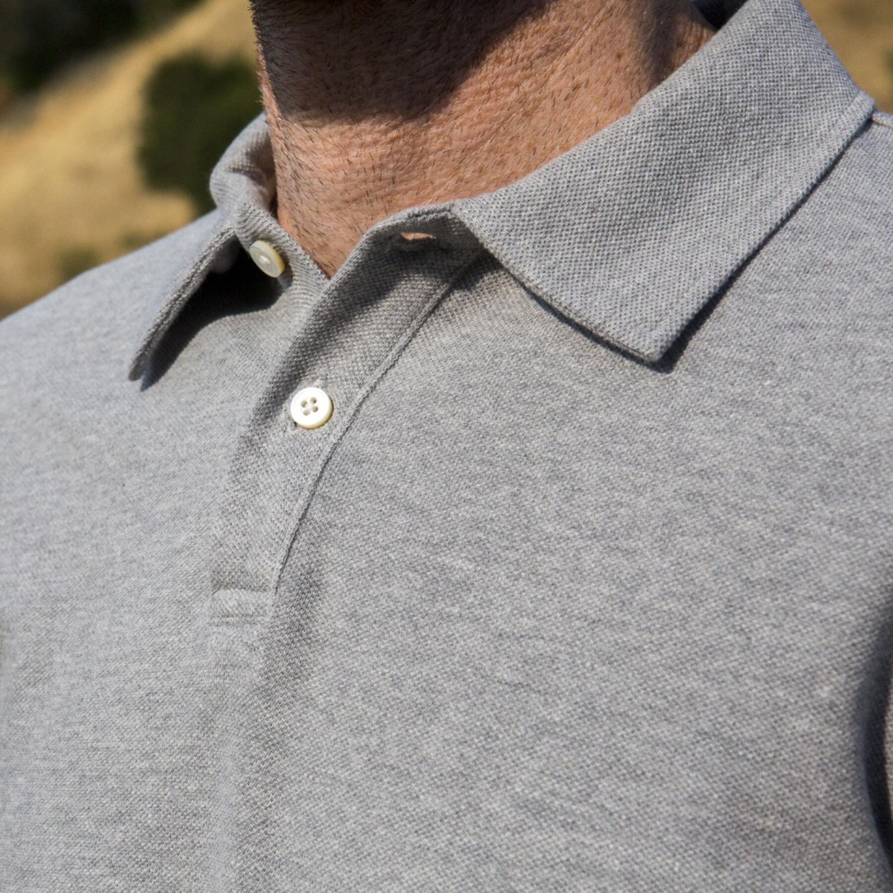 gustin japan long sleeve pique polo heather grey