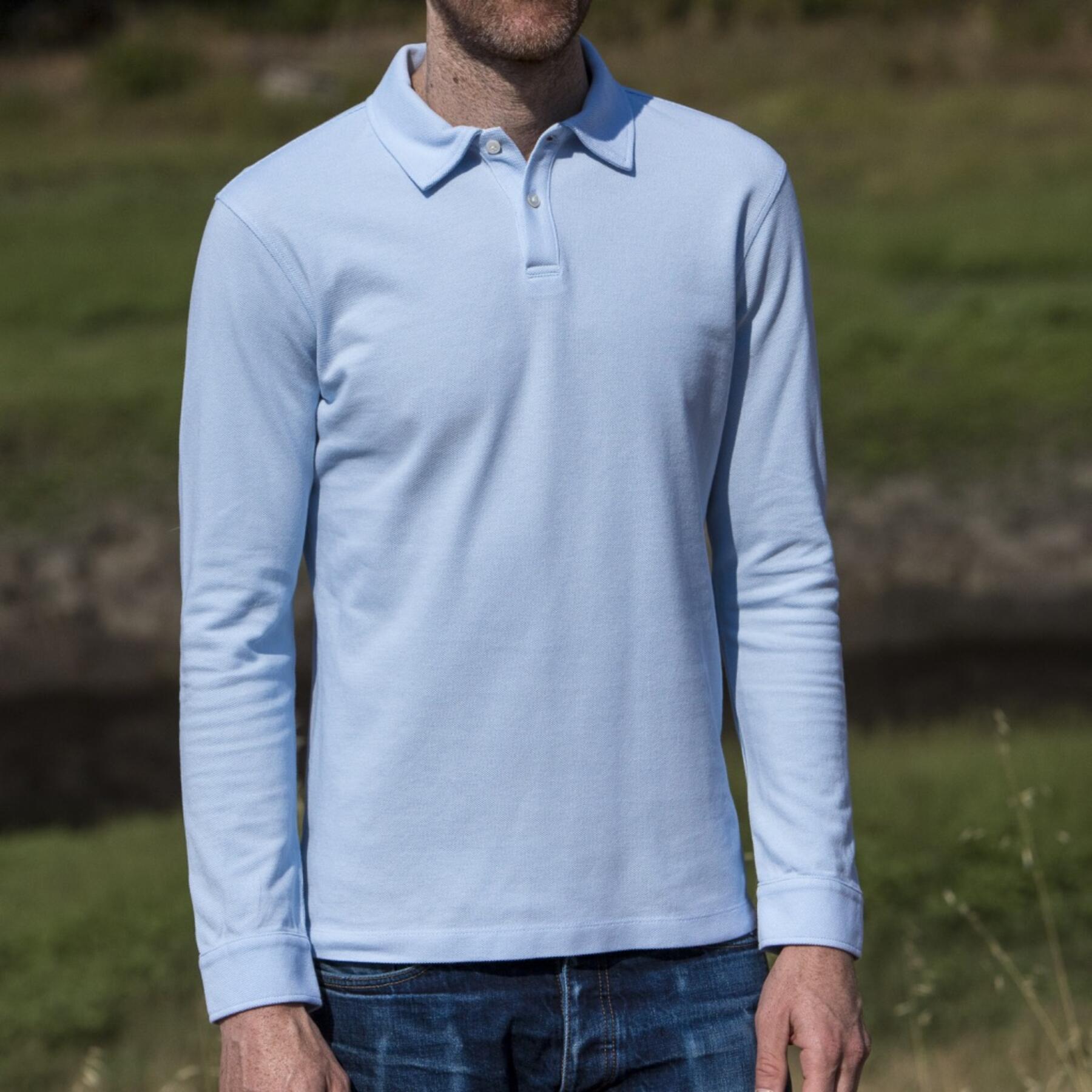 gustin japan long sleeve pique polo sky