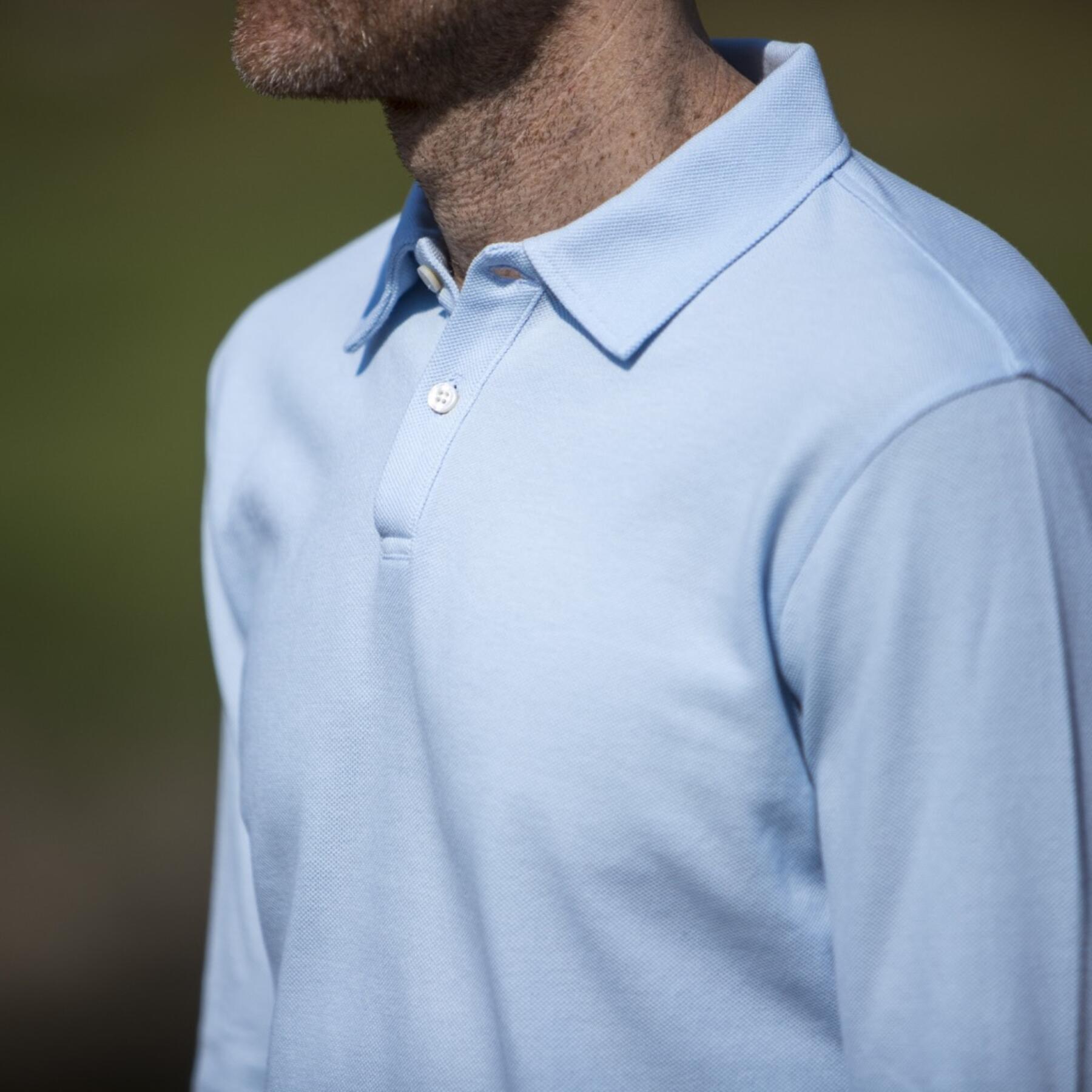 gustin japan long sleeve pique polo sky