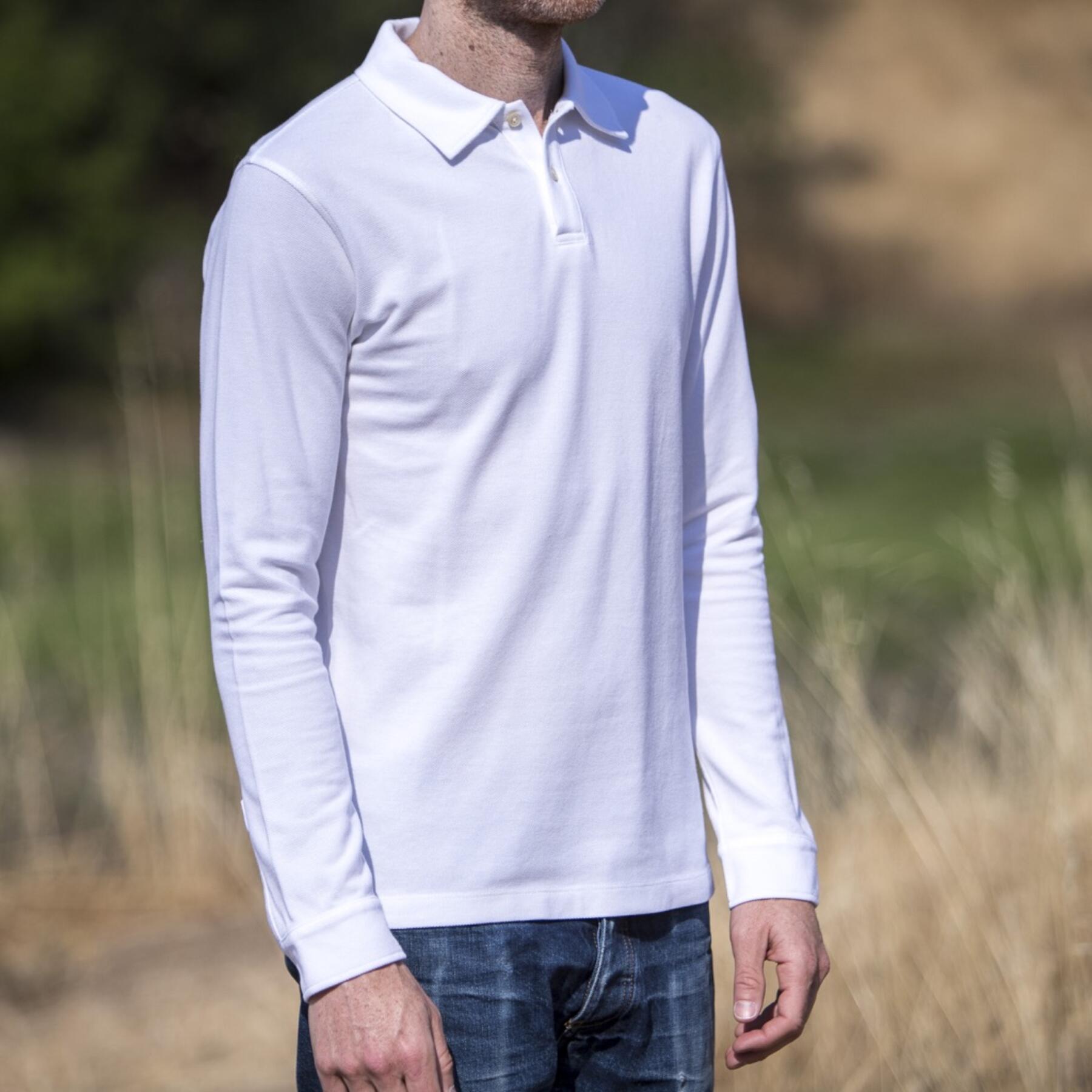gustin japan long sleeve pique polo white