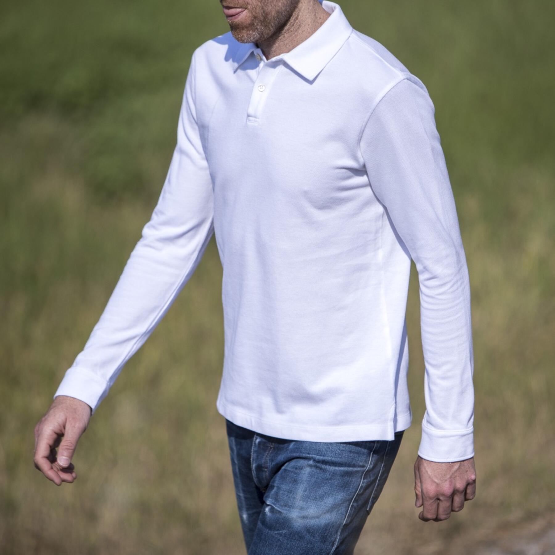 gustin japan long sleeve pique polo white