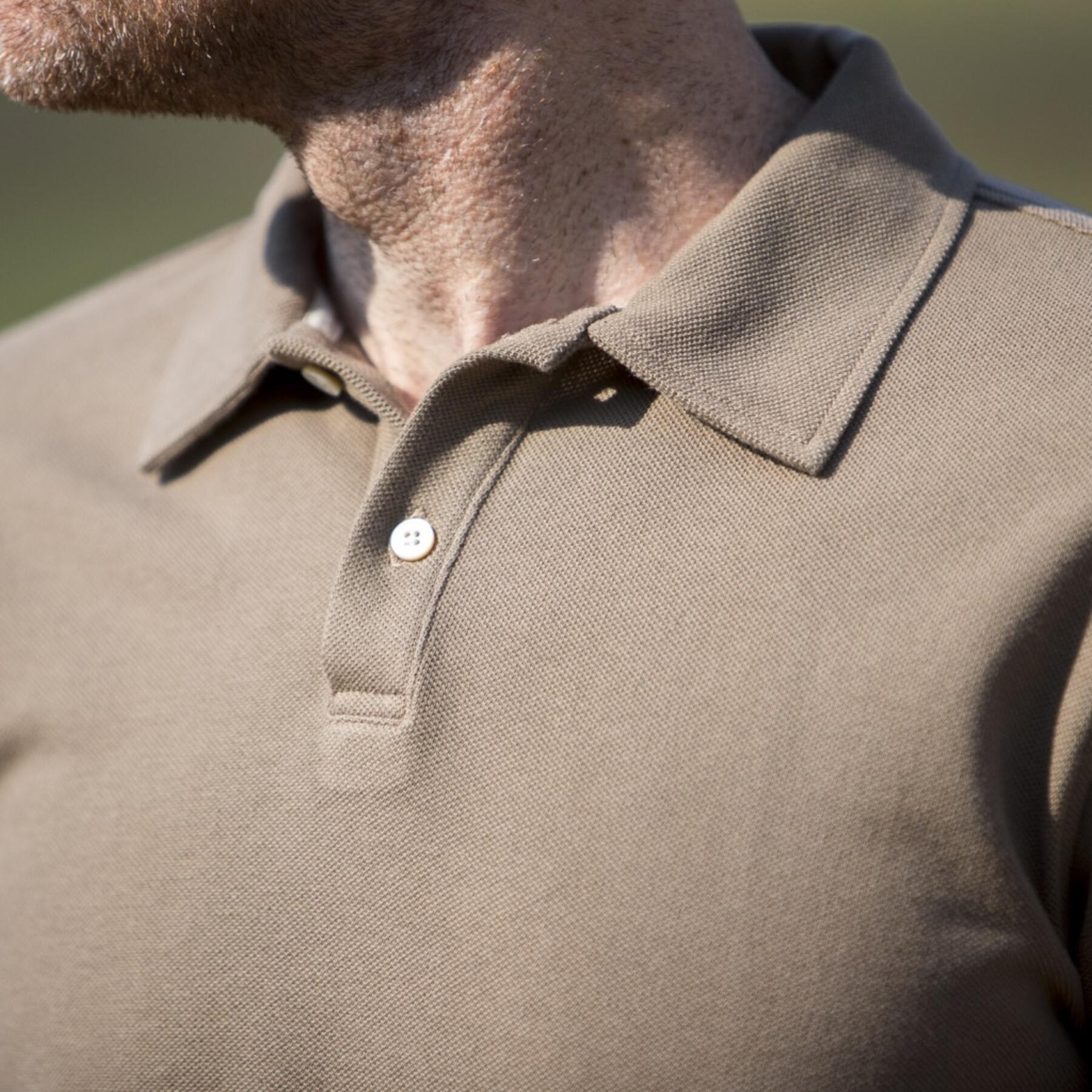 gustin japan long sleeve pique polo brown