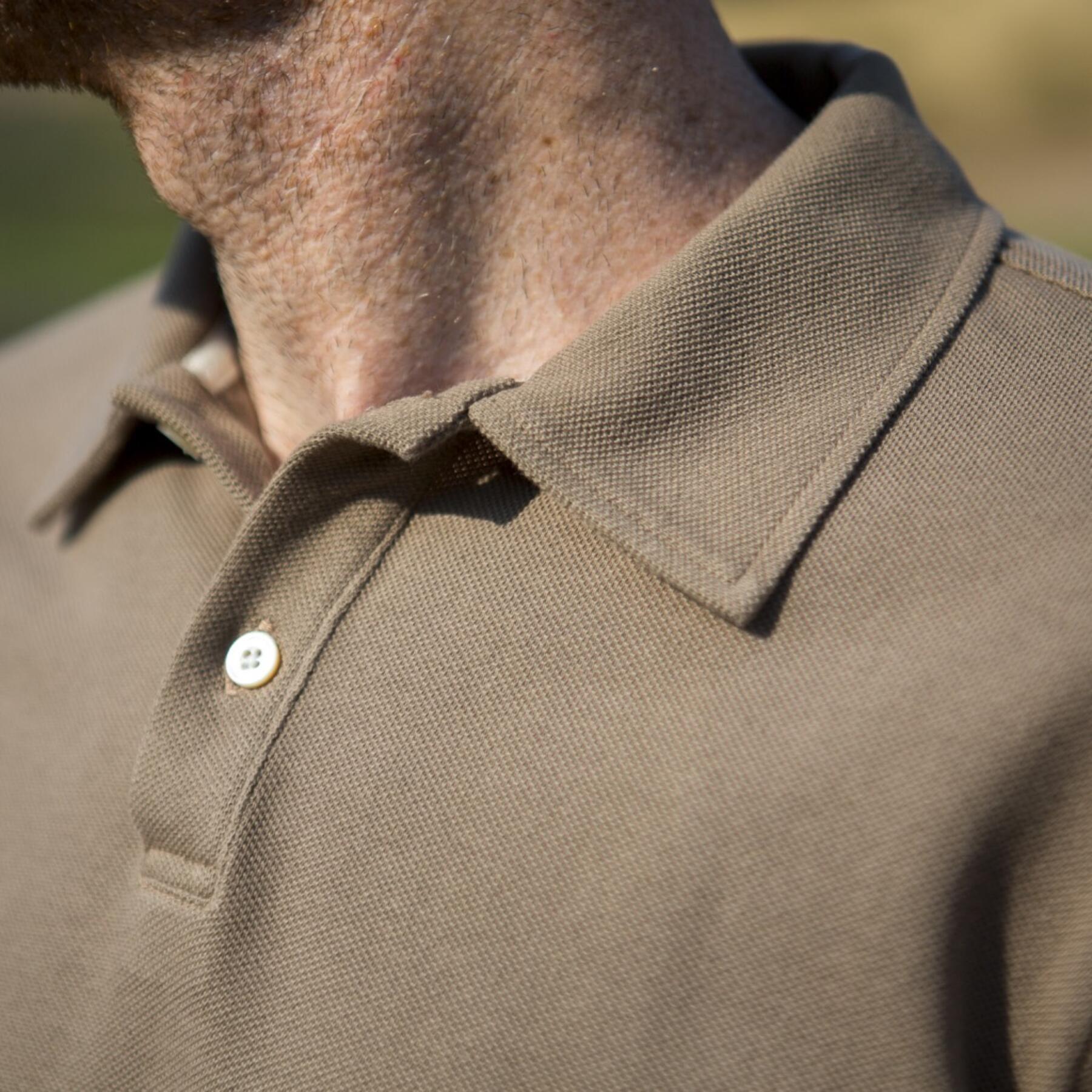 gustin japan long sleeve pique polo brown