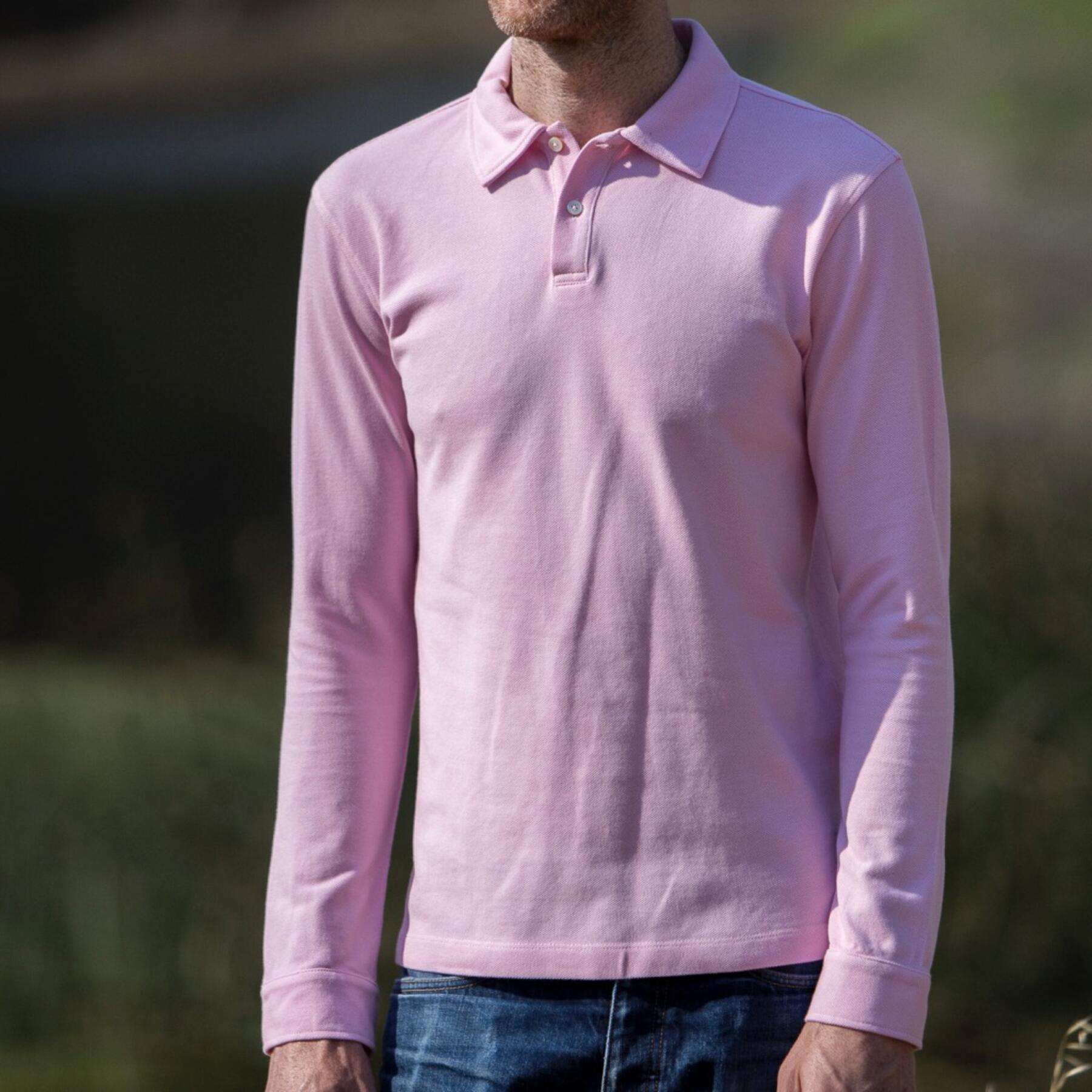 gustin japan long sleeve pique polo pink