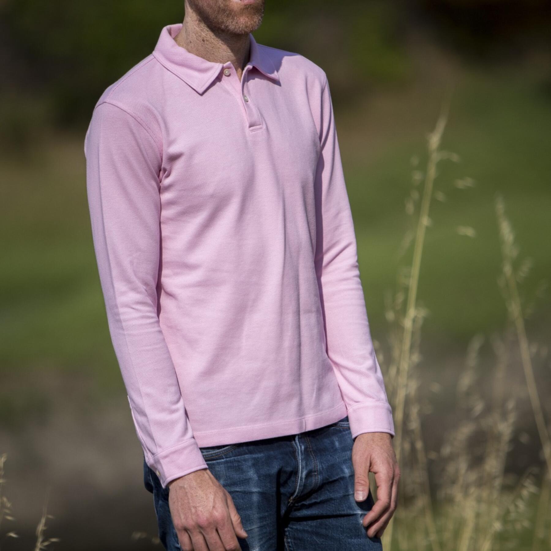 gustin japan long sleeve pique polo pink