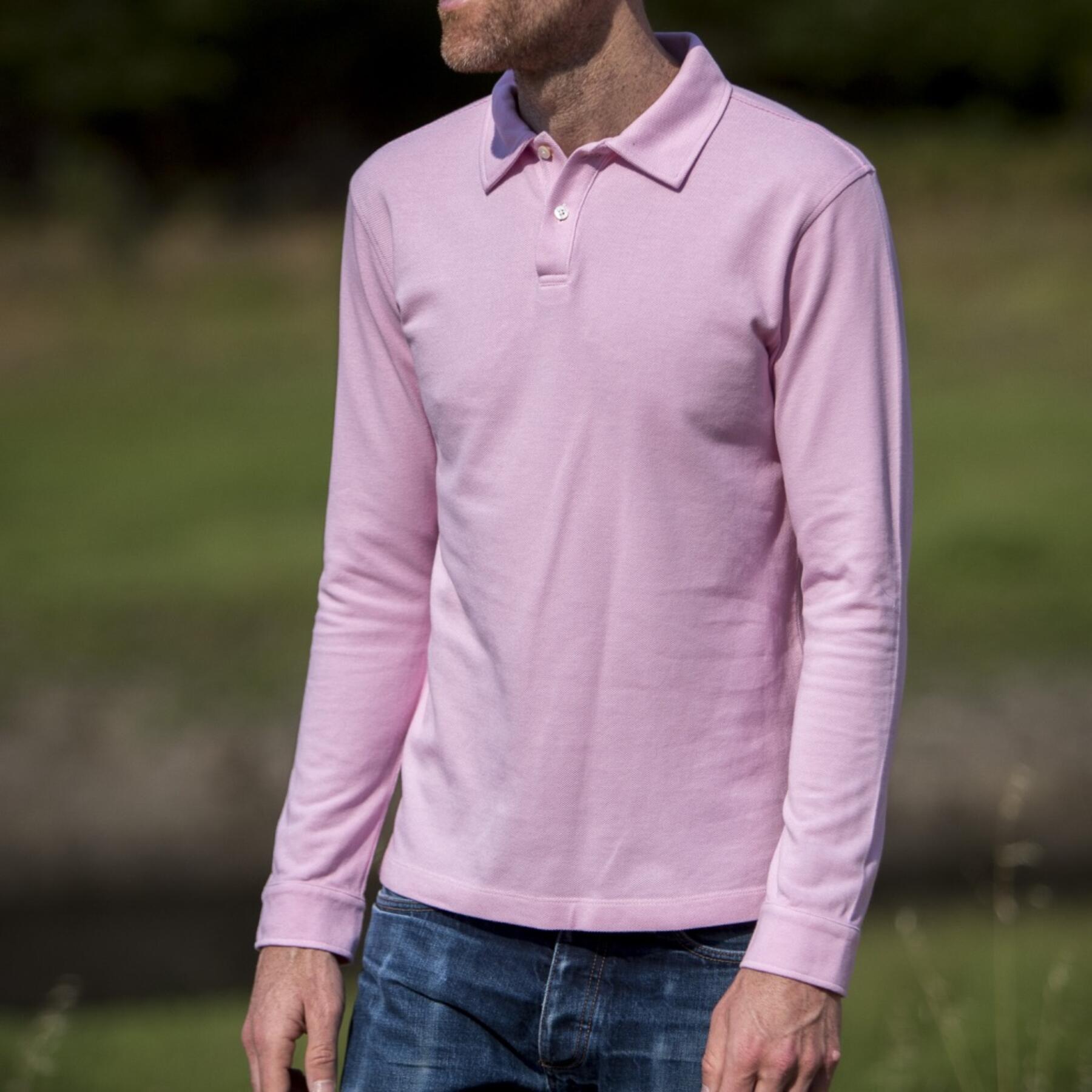 gustin japan long sleeve pique polo pink
