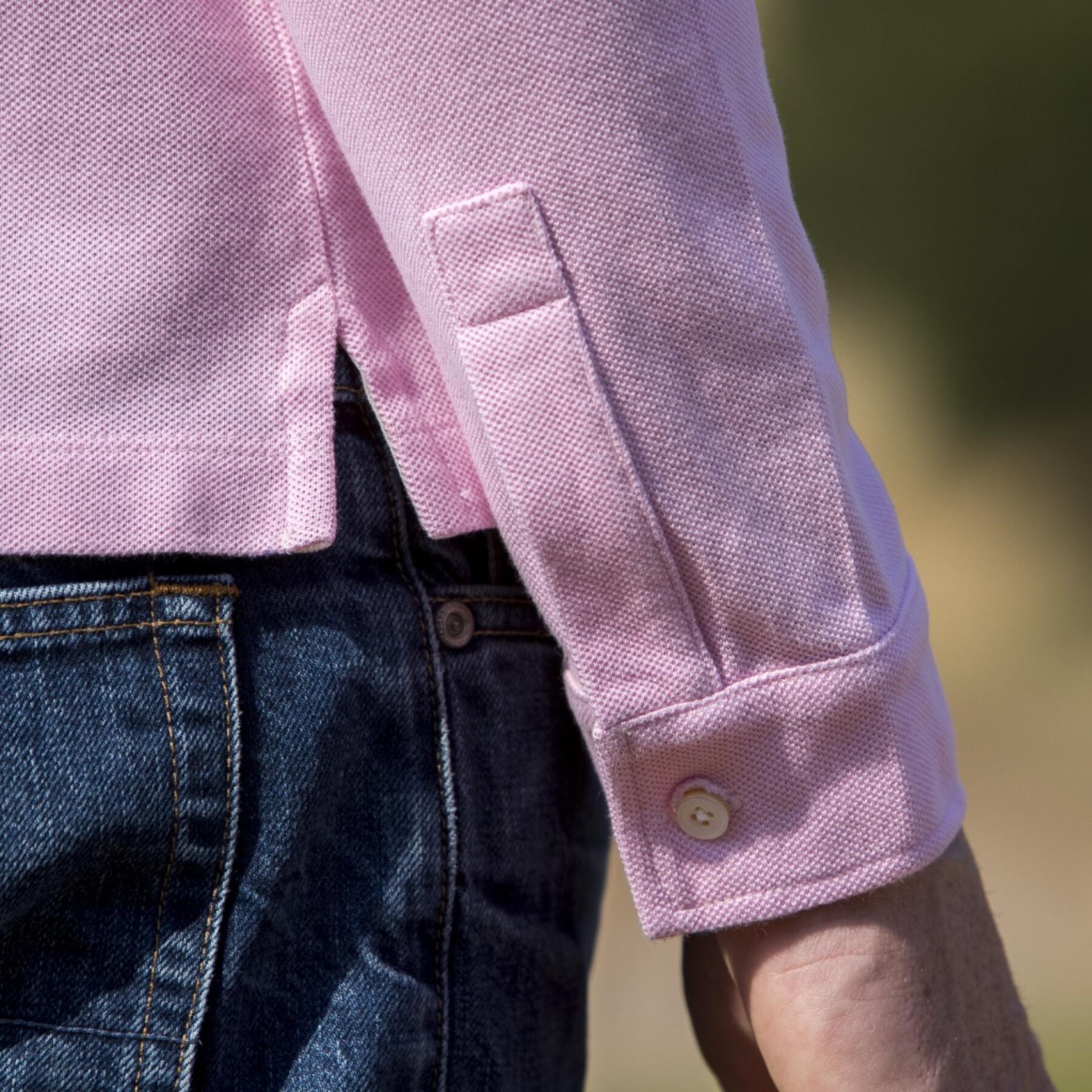 gustin japan long sleeve pique polo pink