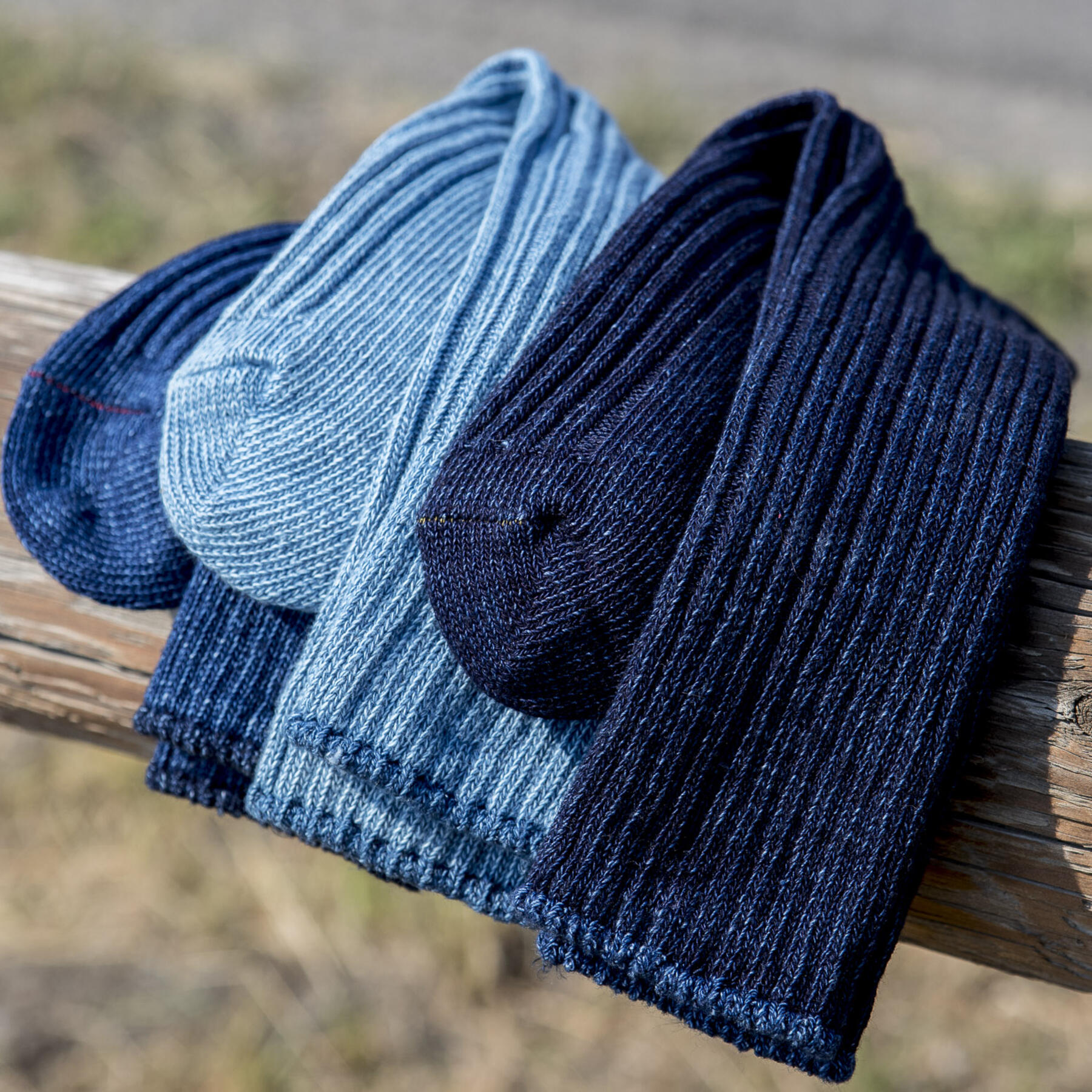 gustin japan indigo rib sock 3pk