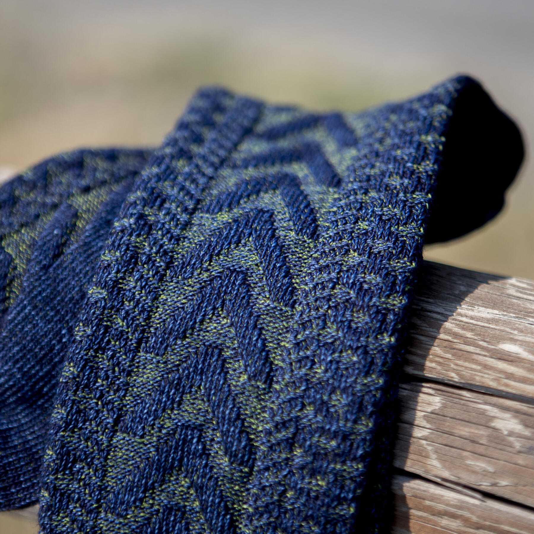gustin japan indigo cable-knit sock 3pk