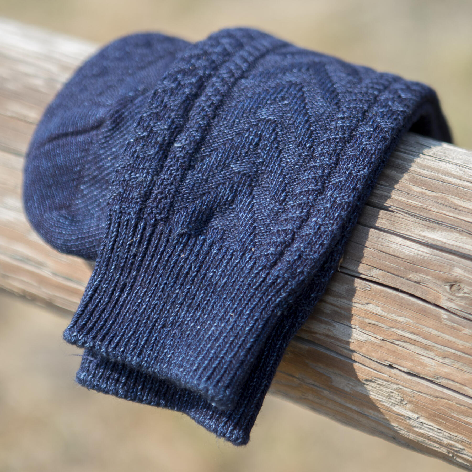 gustin japan indigo cable-knit sock 3pk
