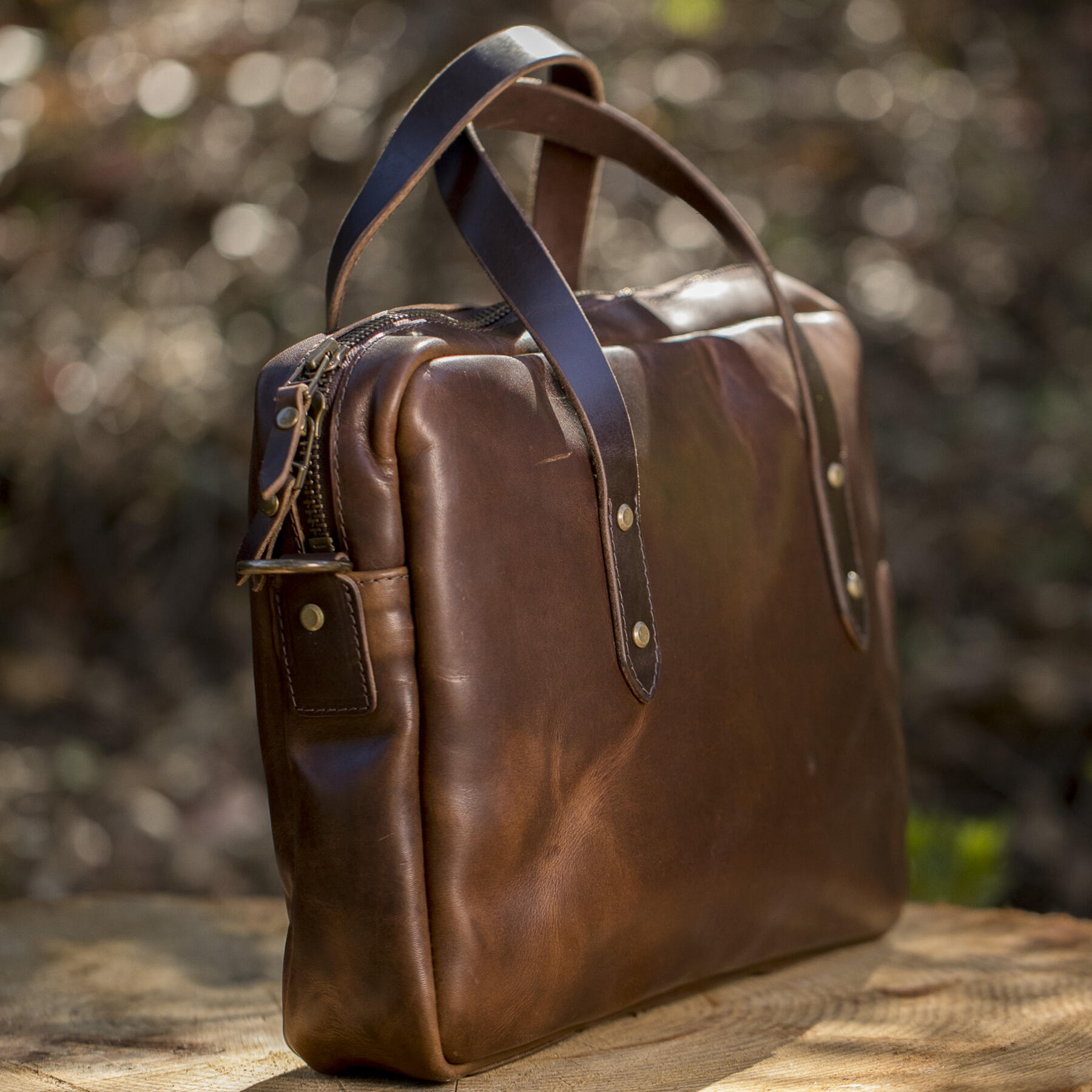 gustin horween briefcase - nut brown dublin