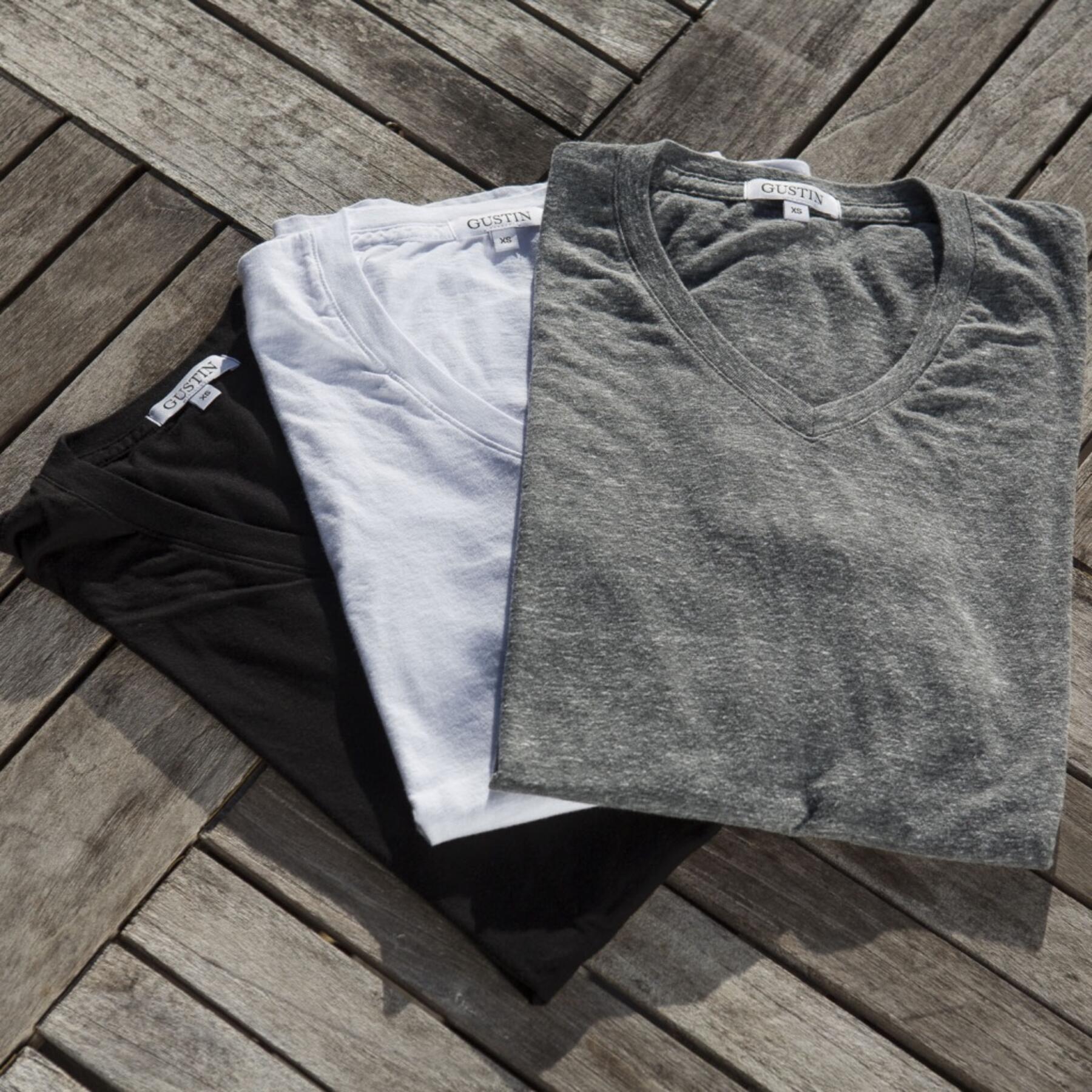 gustin usa v-neck 3 pack (white, black, heather grey)