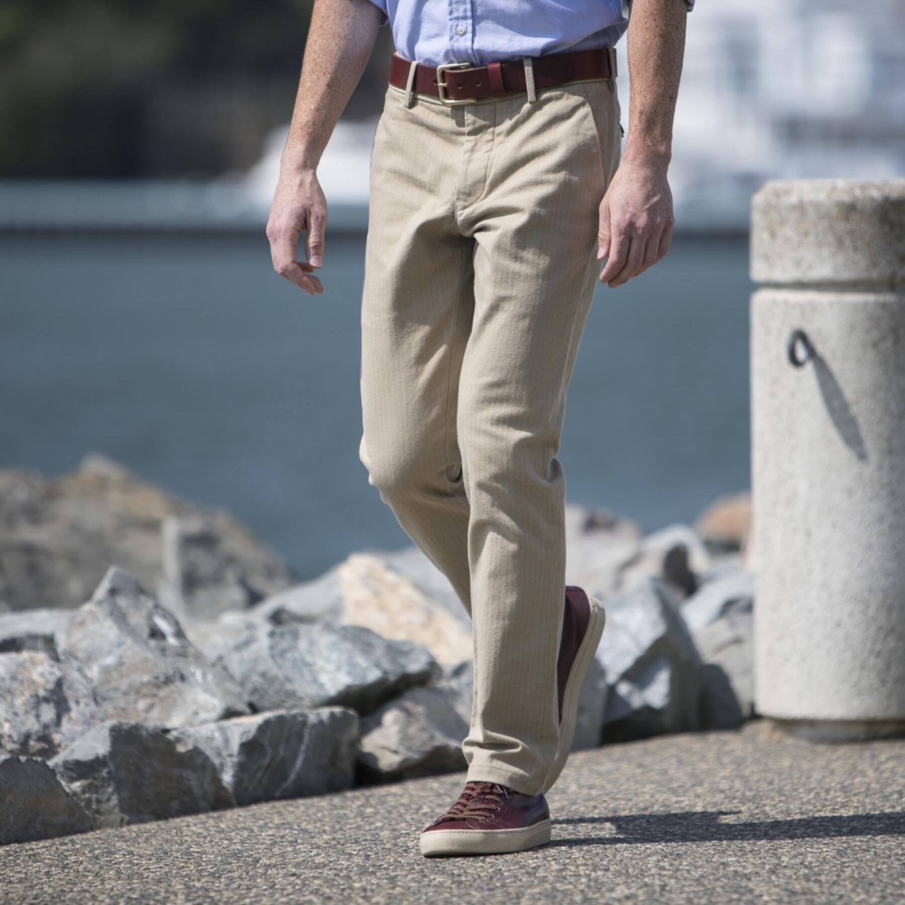gustin #141 japan khaki herringbone chinos
