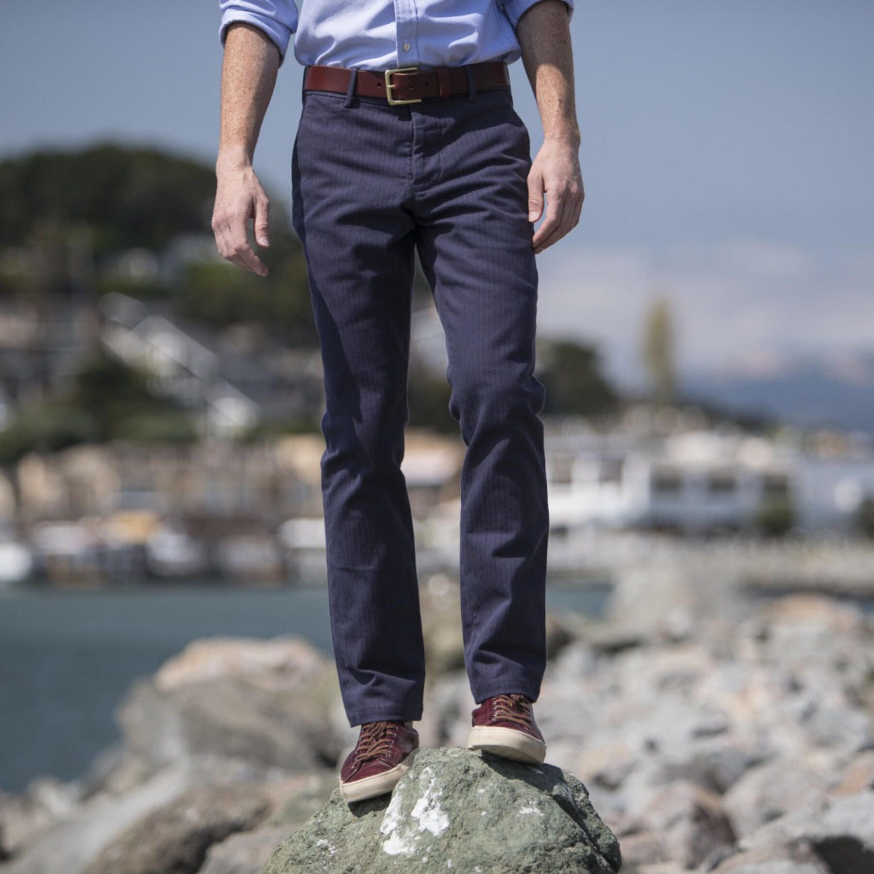 gustin #142 japan vintage navy herringbone chinos