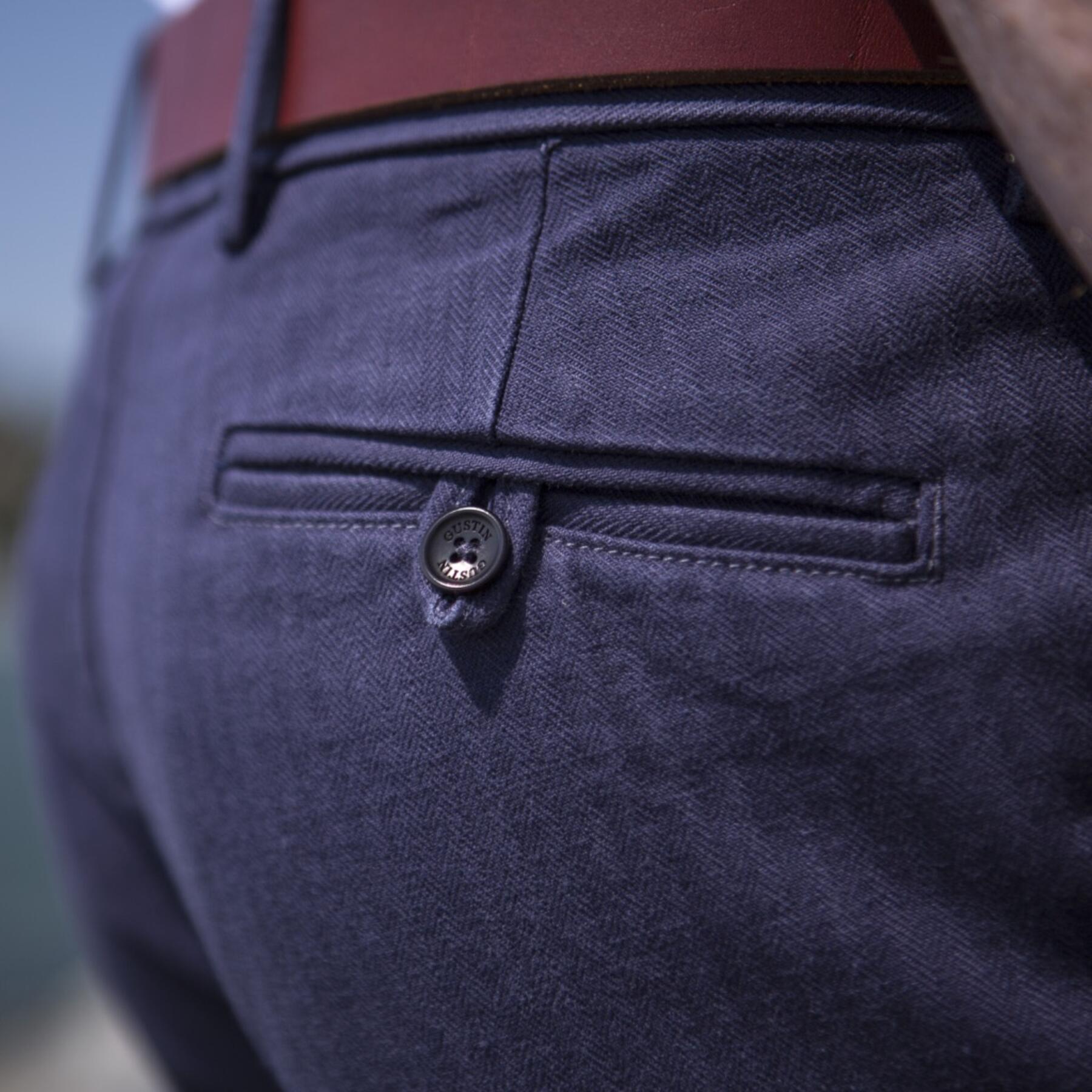 gustin #142 japan vintage navy herringbone chinos