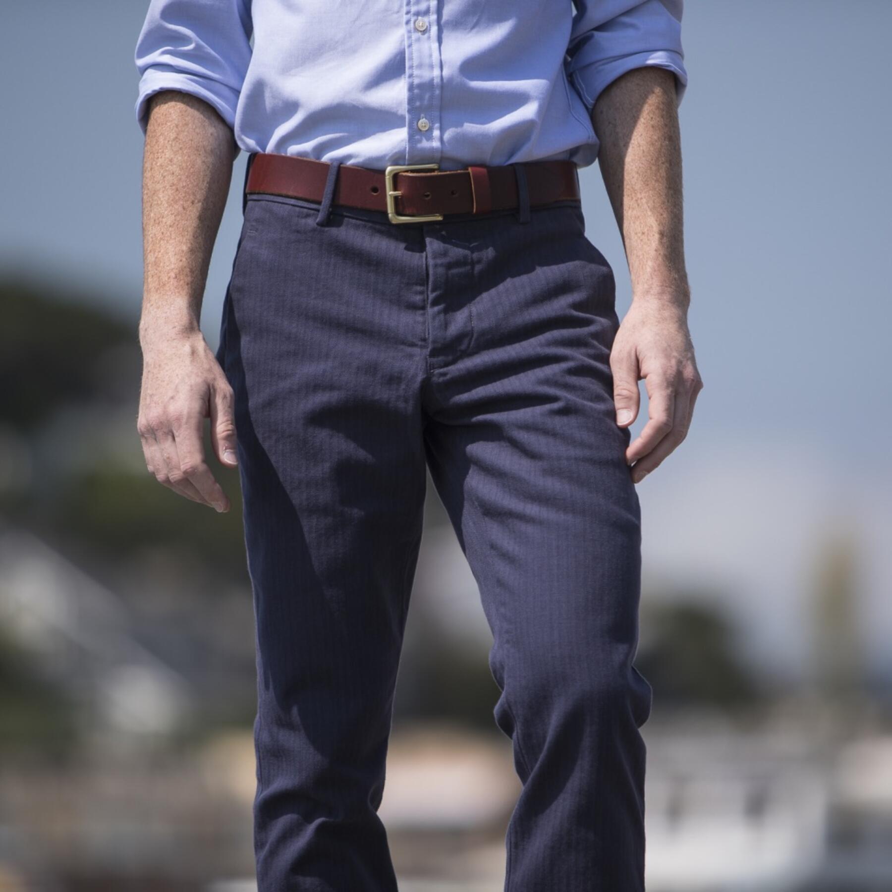 gustin #142 japan vintage navy herringbone chinos