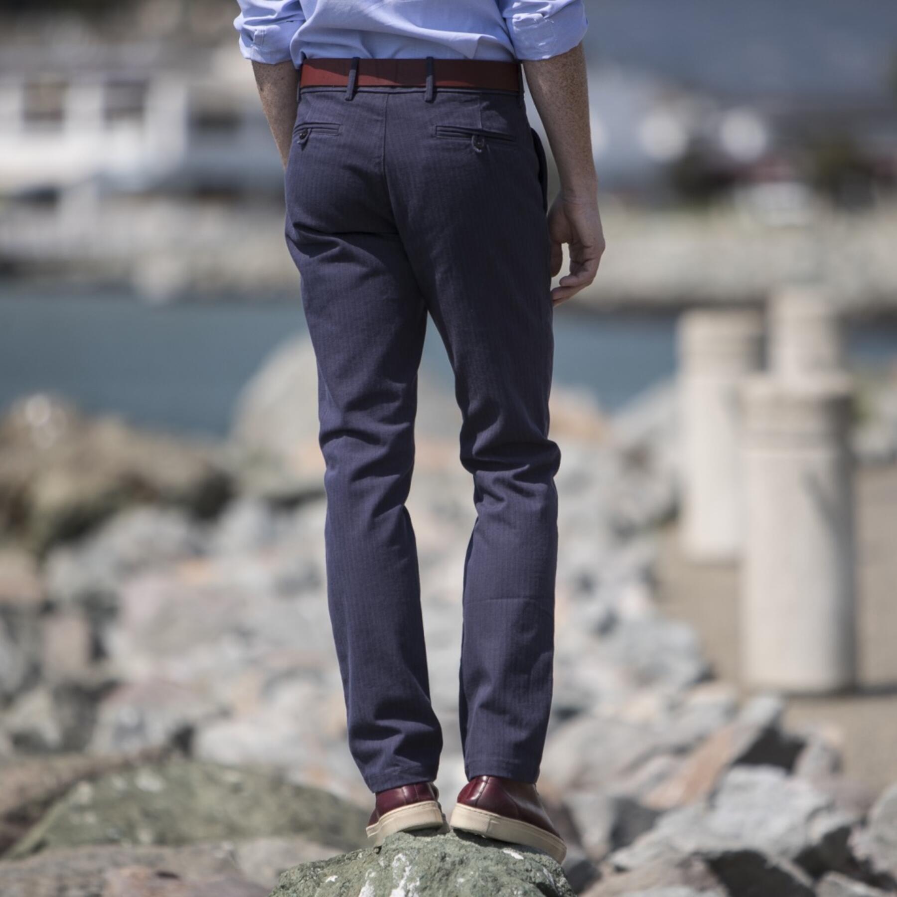 gustin #142 japan vintage navy herringbone chinos