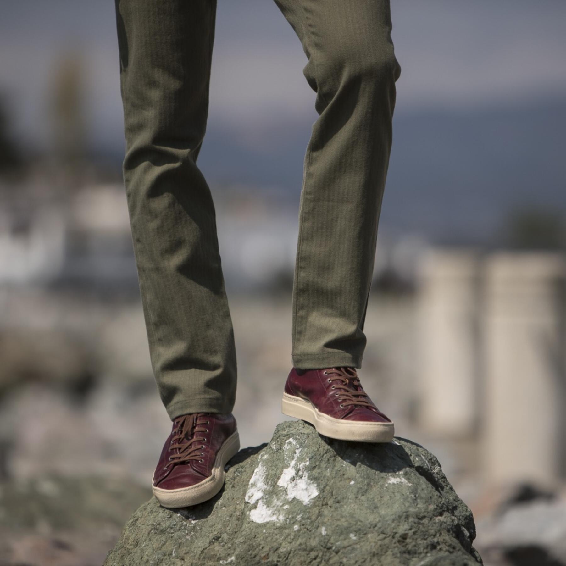 gustin #143 japan olive herringbone chinos