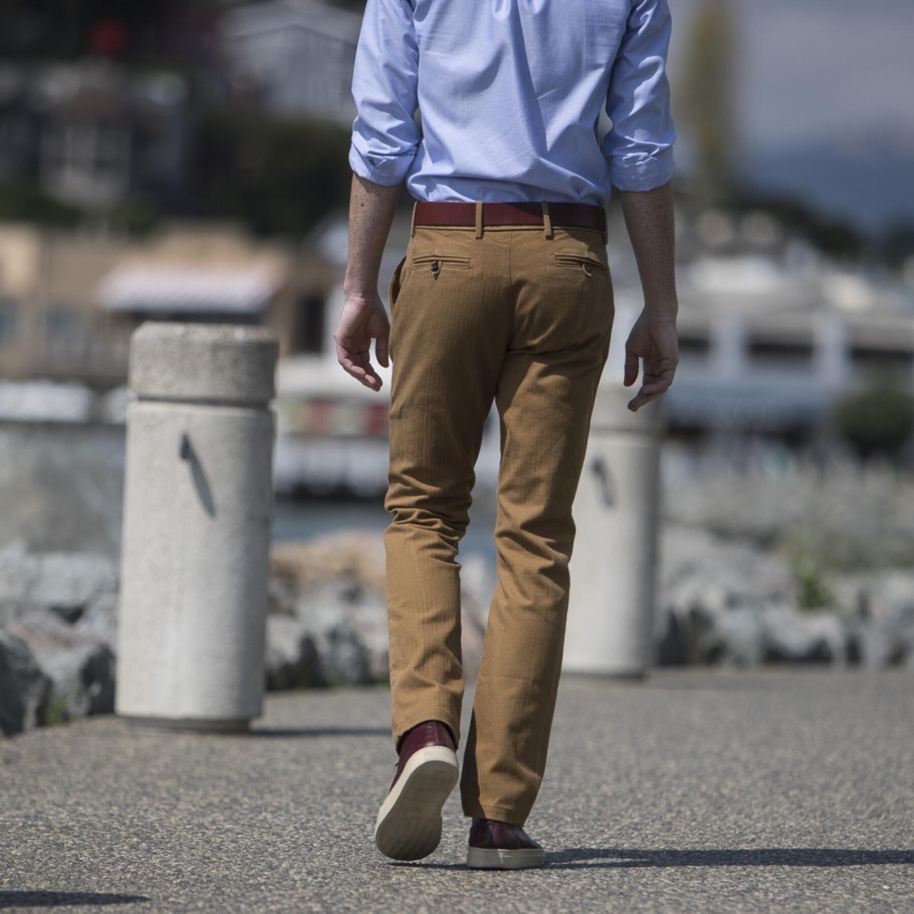gustin #144 japan camel herringbone chinos