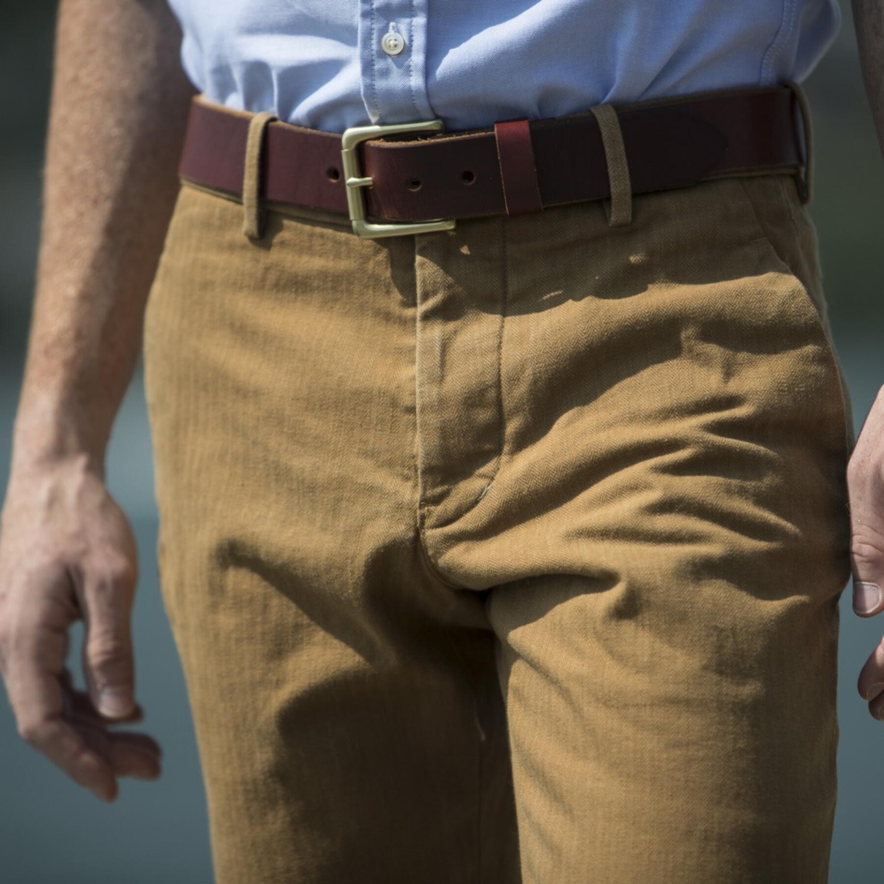gustin #144 japan camel herringbone chinos