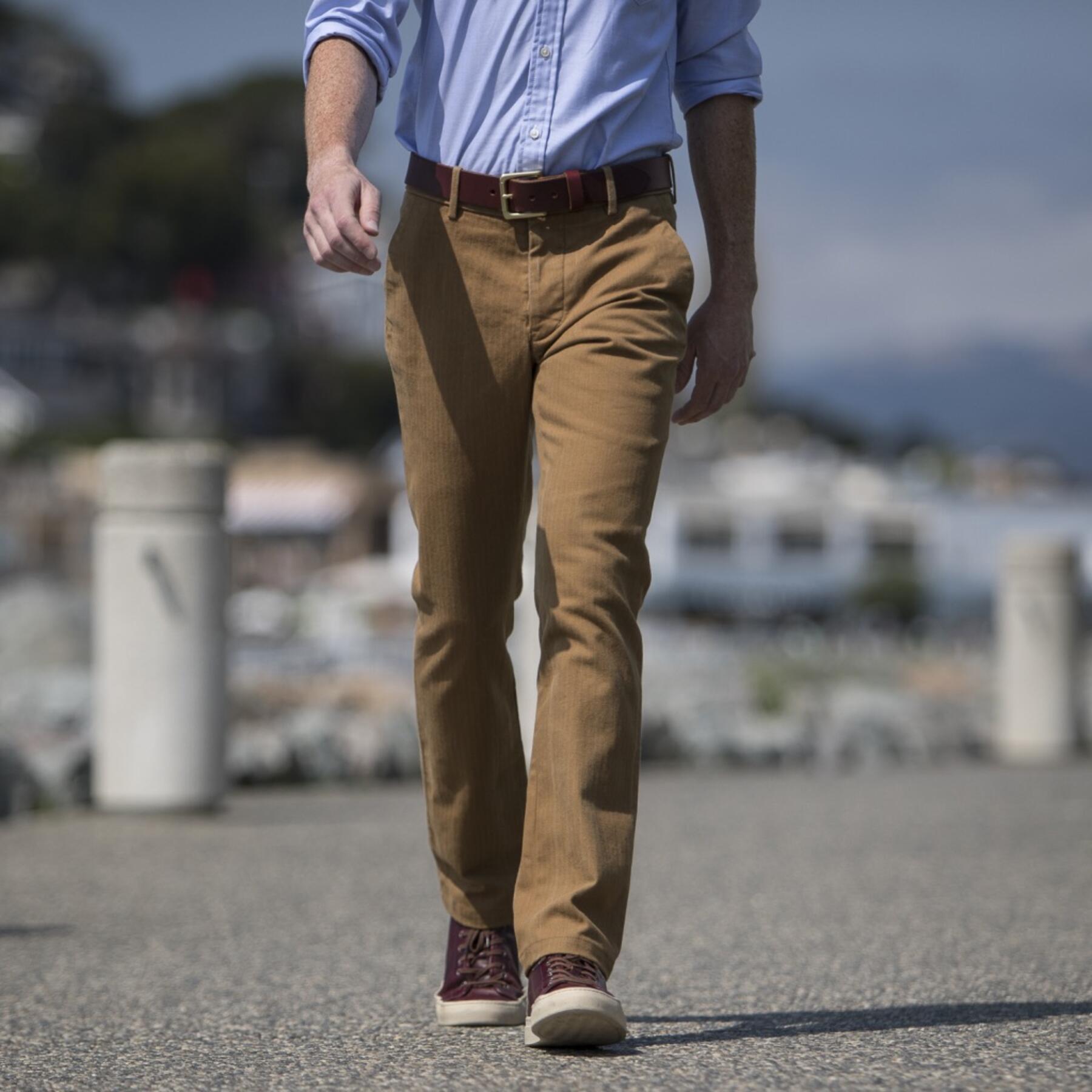 gustin #144 japan camel herringbone chinos