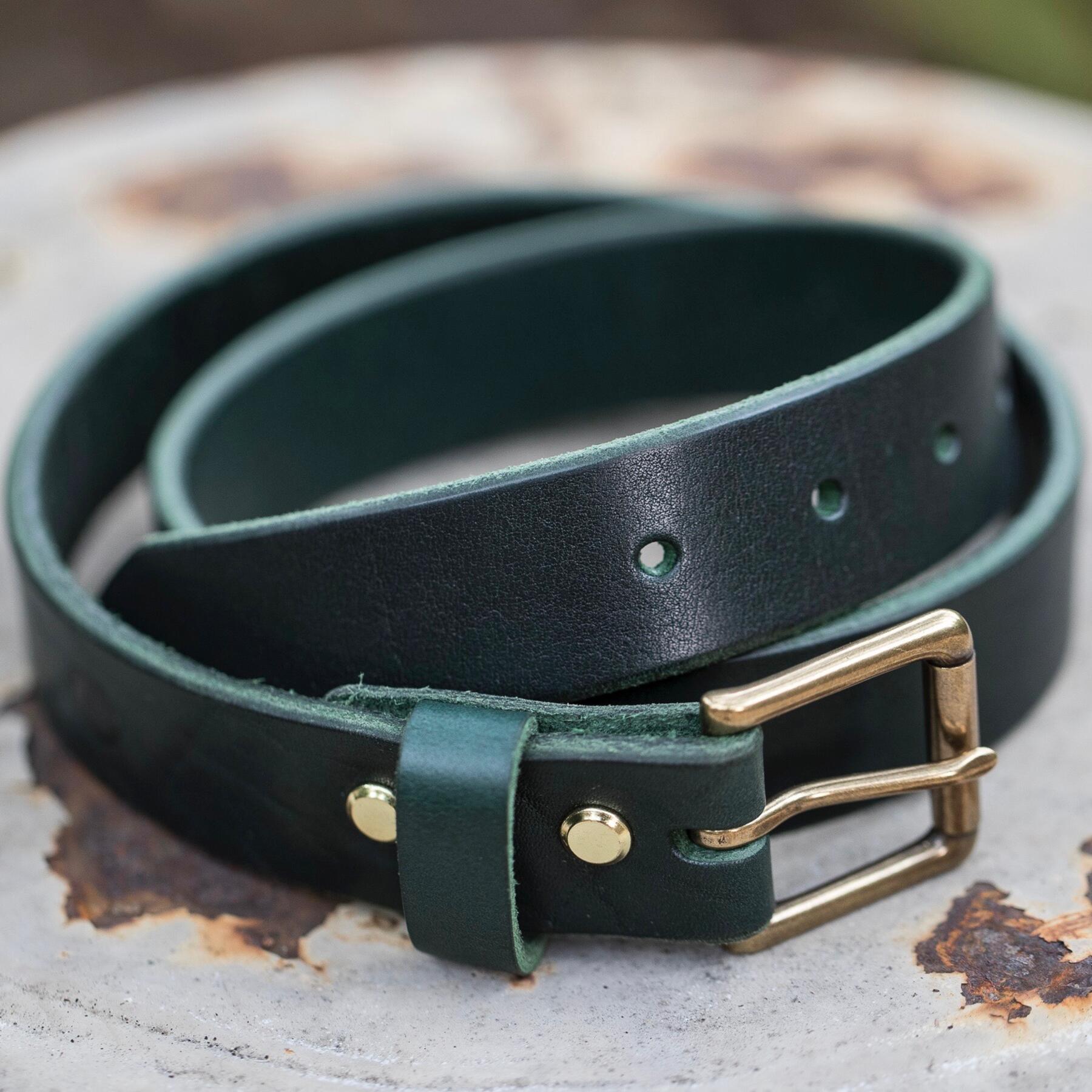 gustin horween illini latigo belt - hunter green