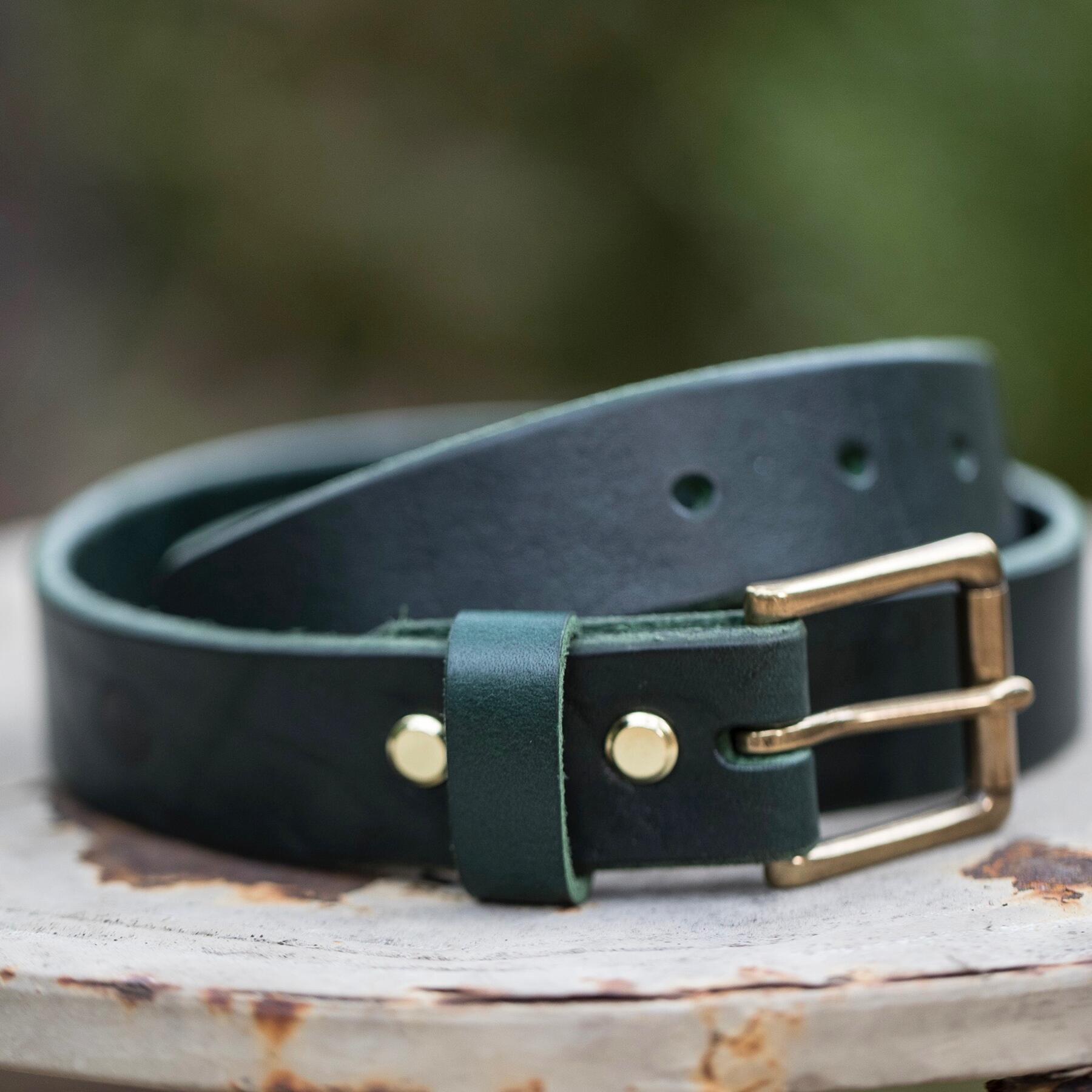 gustin horween illini latigo belt - hunter green